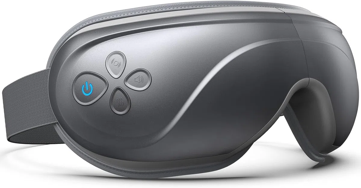 RENPHO Eyeris 2 - amélioré masseur oculaire avec chaleur, vibrations compressions, 5 modes, Masque de massage rechargeable pour les yeux secs, les poches sous les yeux, les cernes