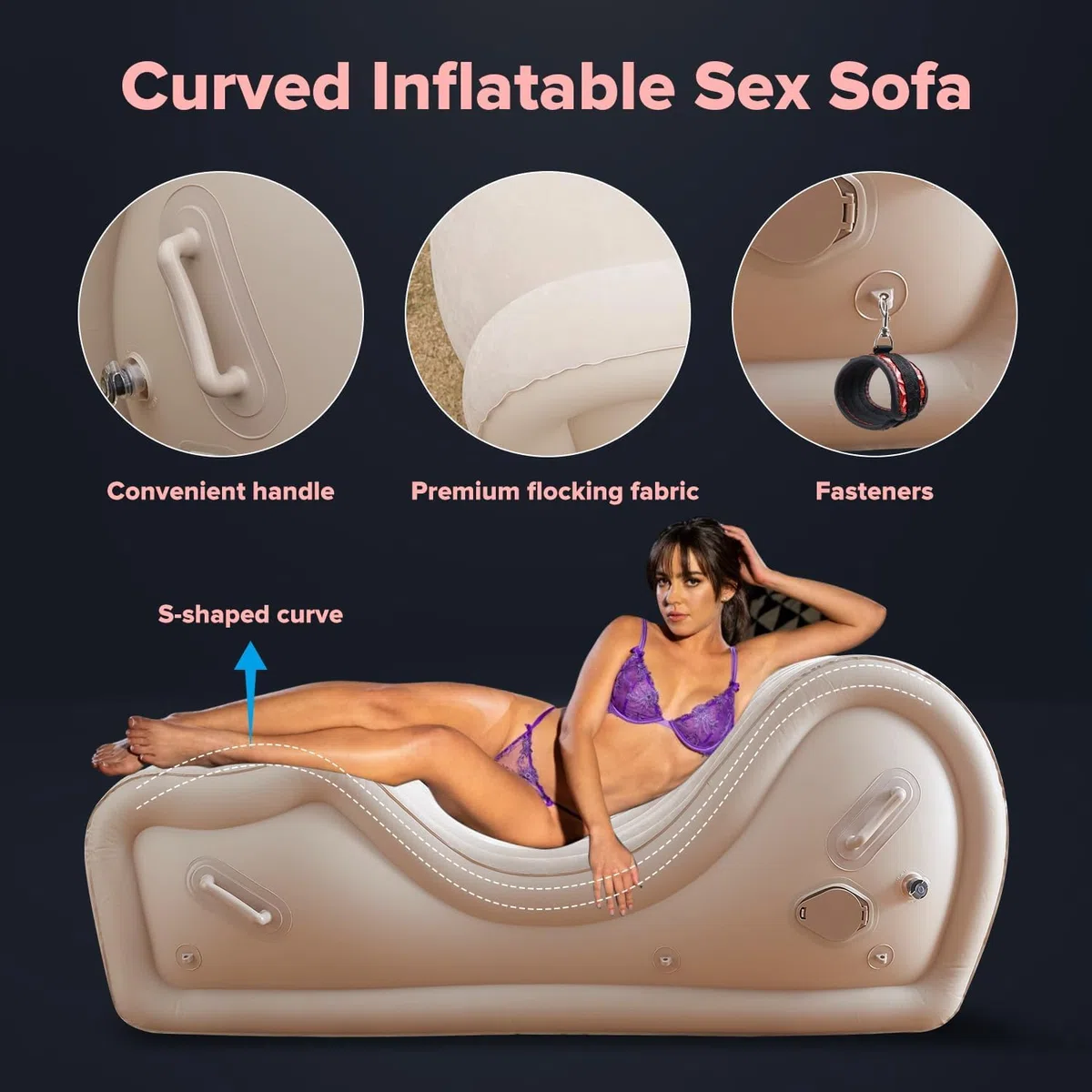 Canapé Gonflable Automatique avec Pompe Intégrée pour Couple – Meuble Érotique avec Support G-Spot