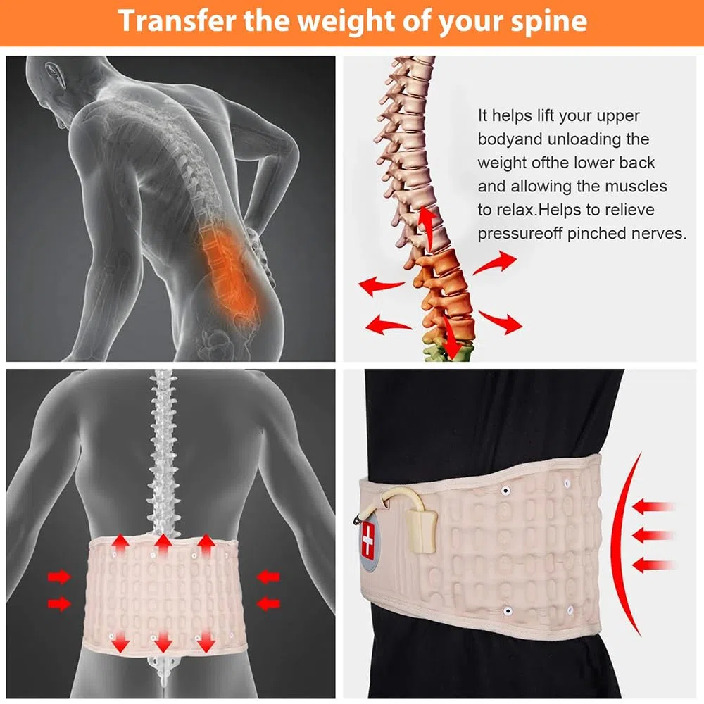 NEWFUN Ceinture Lombaire，Ceintures Lombaires，Ceinture gonflable, dispositif de traction, pour le soulagement des douleurs musculaires du dos et la prévention des blessures Correction de la posture
