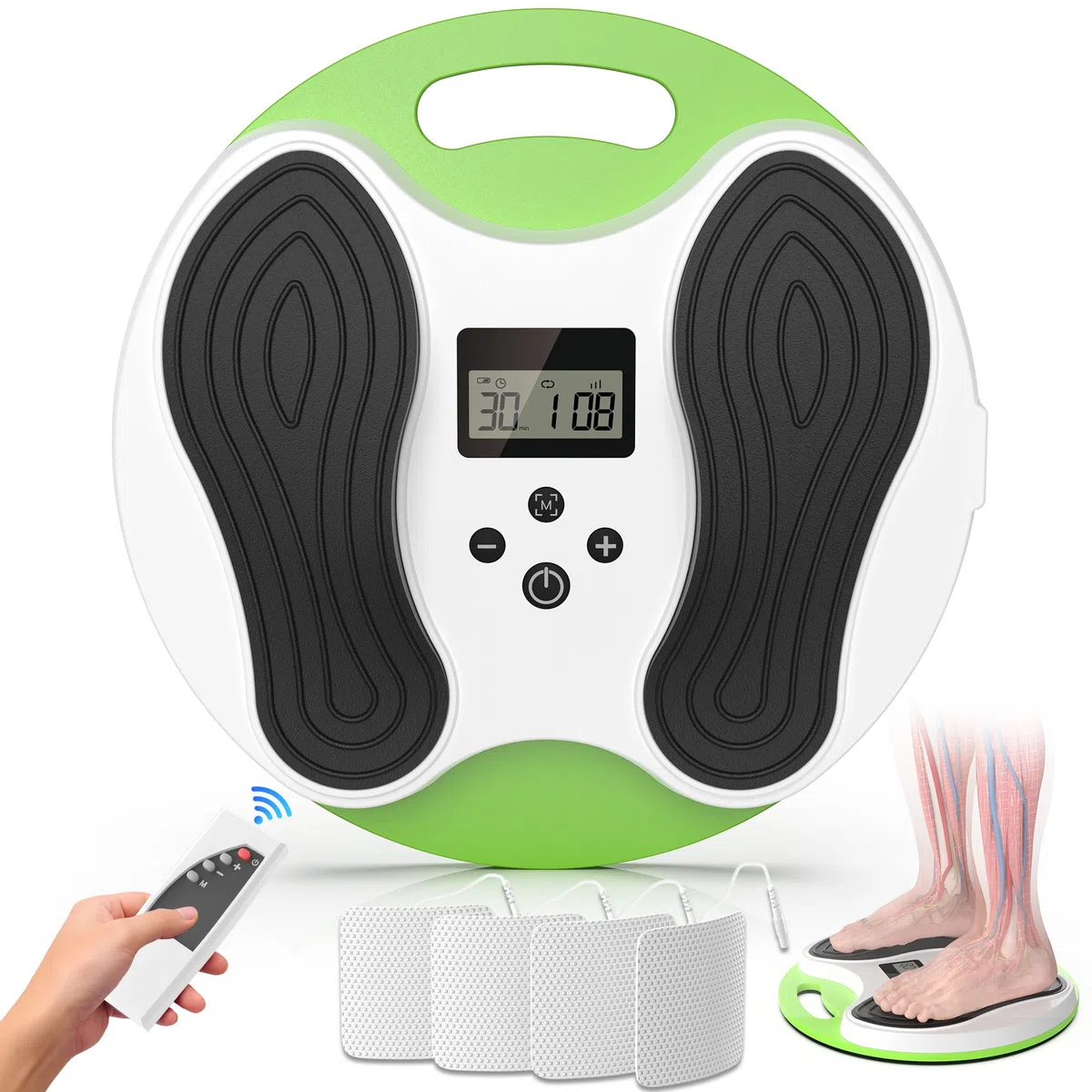 Nouveau 4-en-1 Stimulateur Circulatoire Rechargeable, Appareil Circulation Sanguine Jambes, Massage Pieds Stimulateur Circulatoire, Soulage la Douleur et la Fatigue des Pieds, Cadeau