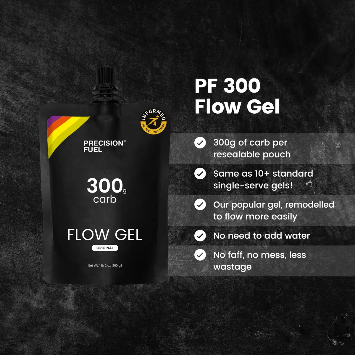 Gel Énergétique Precision Fuel 300 Flow - Goût Léger, Gels pour Coureurs et Sports d'Endurance, 300g de Glucides, Facile à Digérer, Parfait pour la Course (Pack of 1)