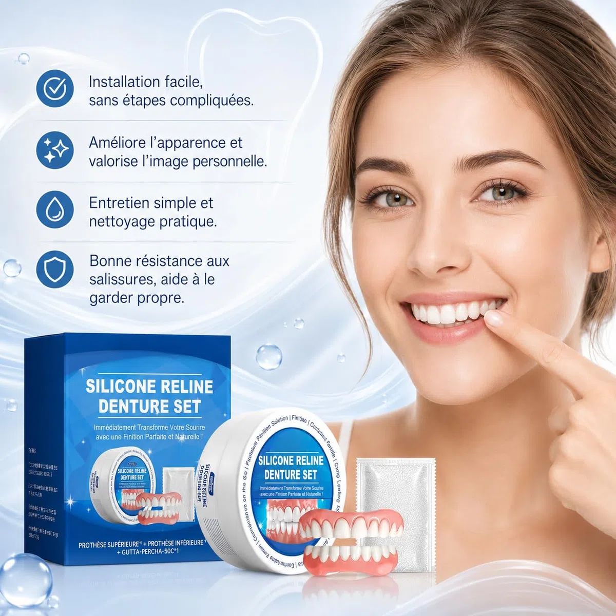 Bikenda Prothèse Dentaire Silicone Souple Confortable Pour Hommes Et Femmes (1 Pièce)
