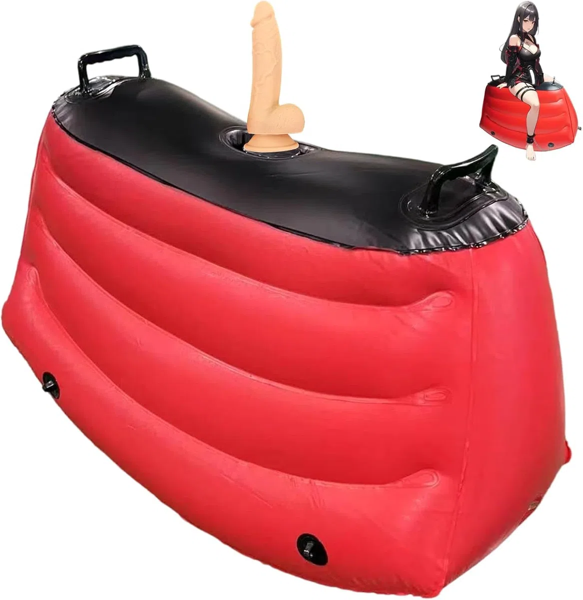 Gonflable Canapé Érotique pour Couples Aide-Posture avec Dildon à Ventouse Stimulateur Double