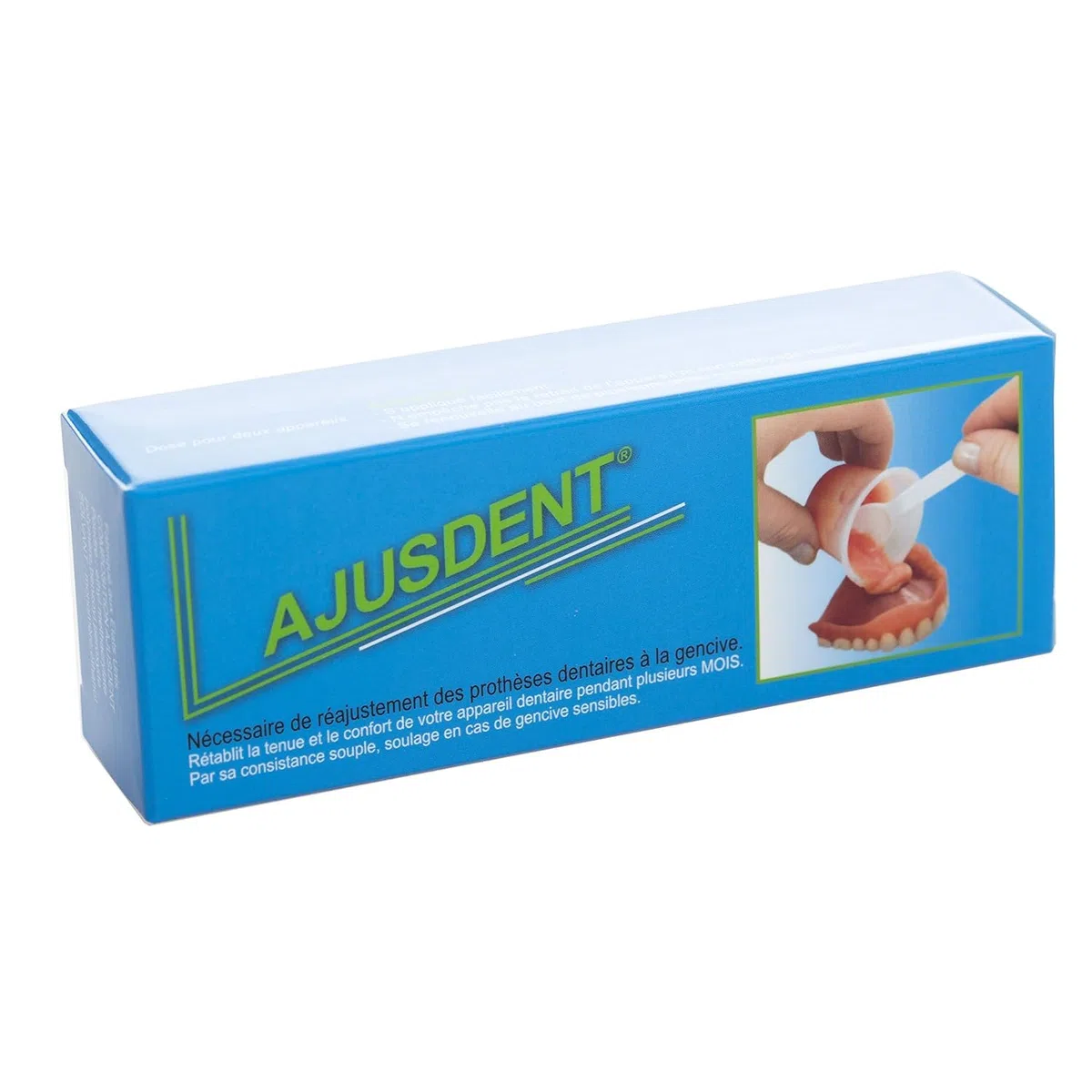AJUSDENT Rebasage souple pour fixer durablement les dentiers