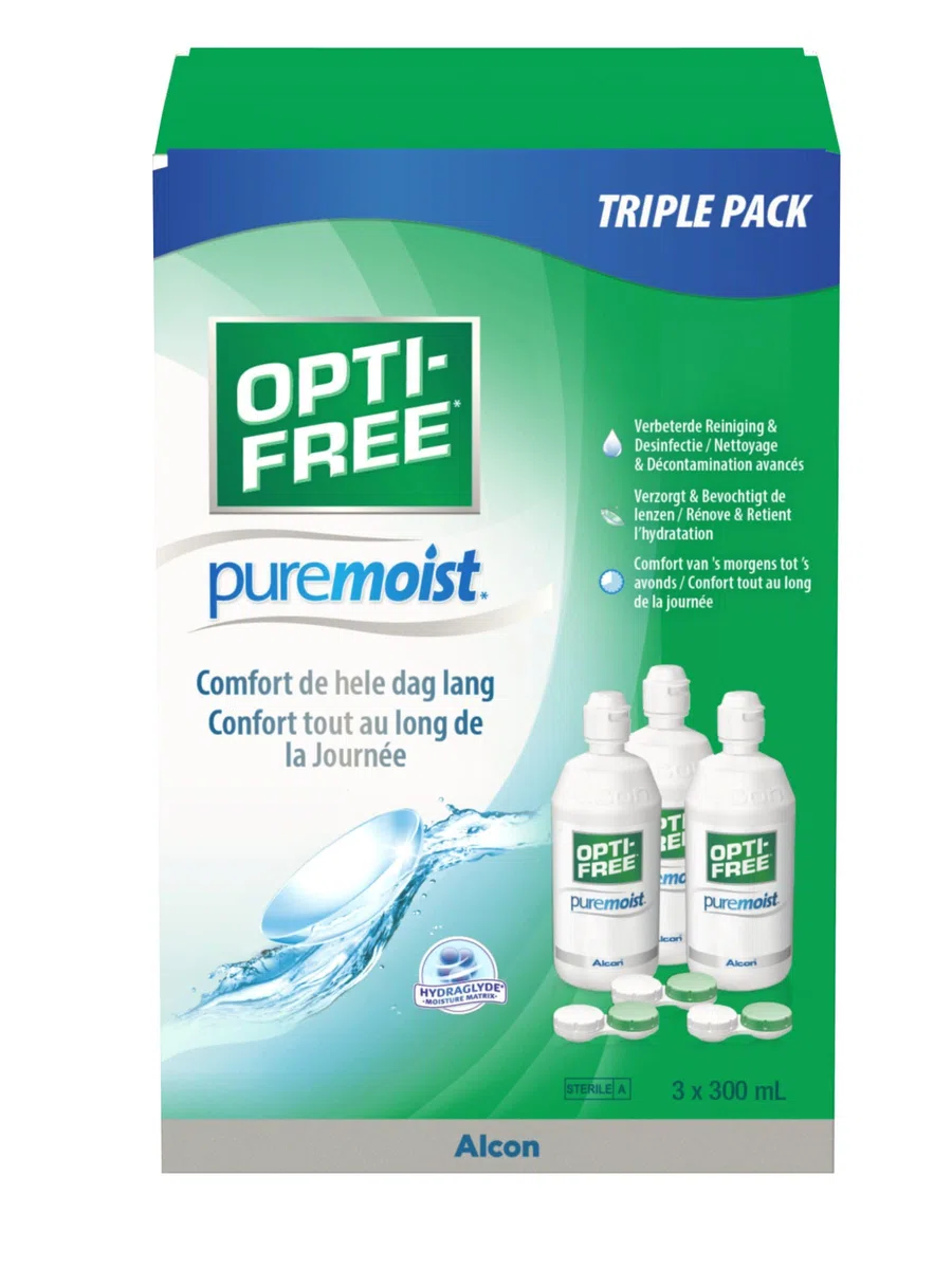 Opti-Free PureMoist Solution Multifonctions de Décontamination en 3 Flacons