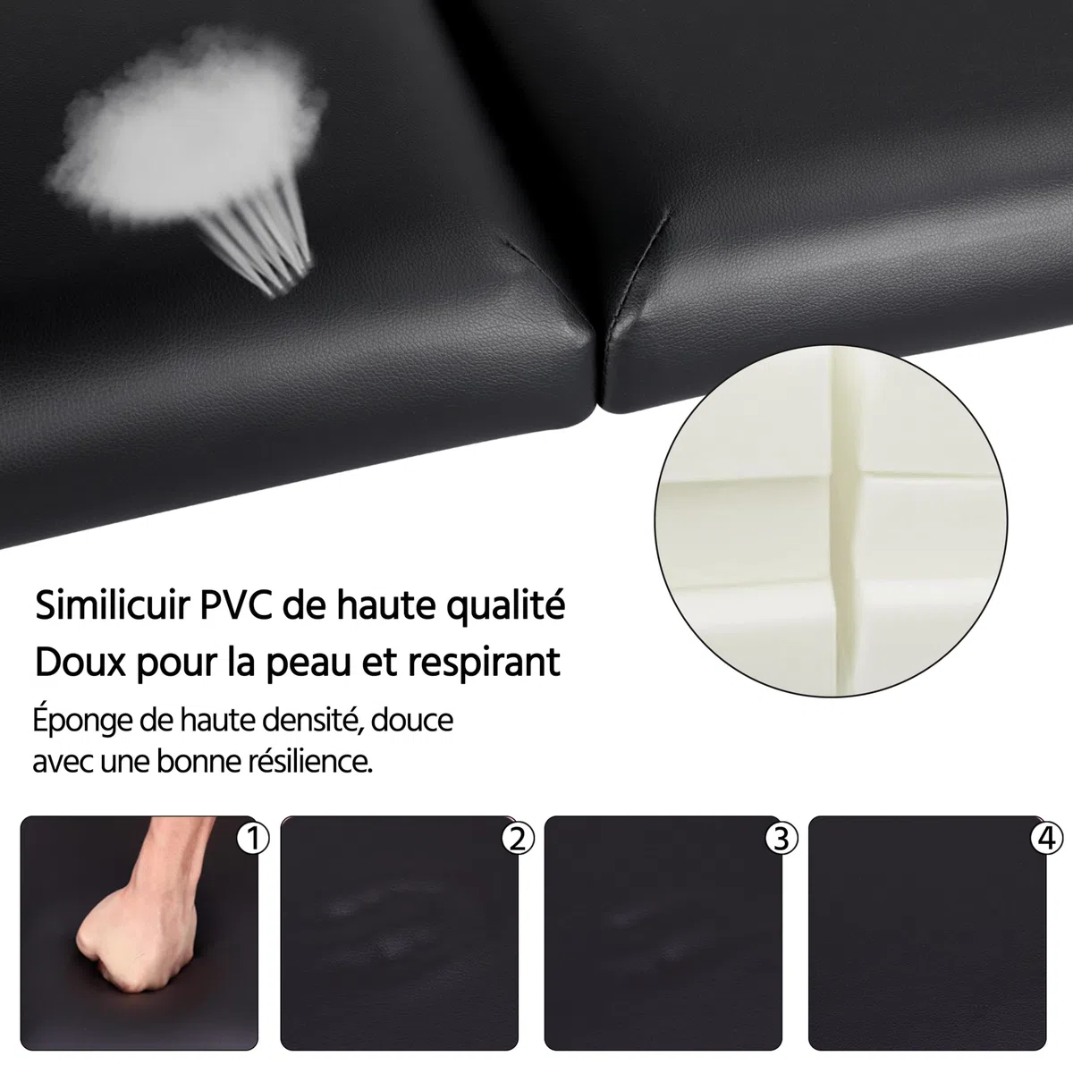 Yaheetech Table de Massage Pliante 70 cm Lit de Massage Professionnel en 2 Sections en Bois Massif Table Canapé Cosmetique Thérapie Noir