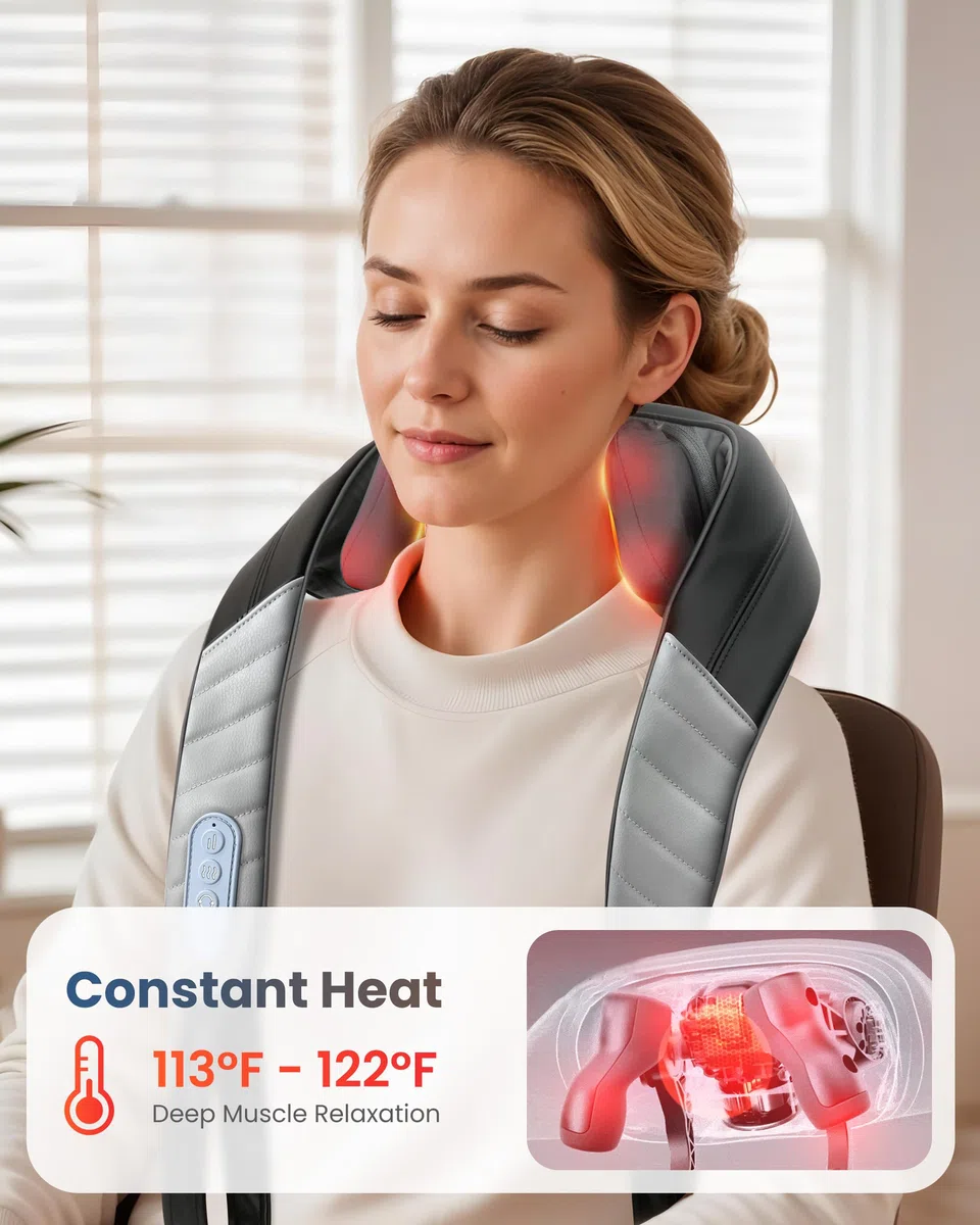 COMFIER Masseur 4D Cou Épaules Chaleur, Coussin Massage Shiatsu Sans Fil