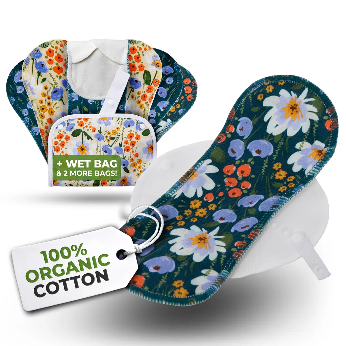 ÉcoConfort Protèges Slip Lavables Réutilisables en Coton Bio pour Pertes Blanches (S, x7); Lavables à Haute T°, 100% Respirants, Protection Féminine SEULEMENT pour Usage Quotidien, Douce (Sans PUL)