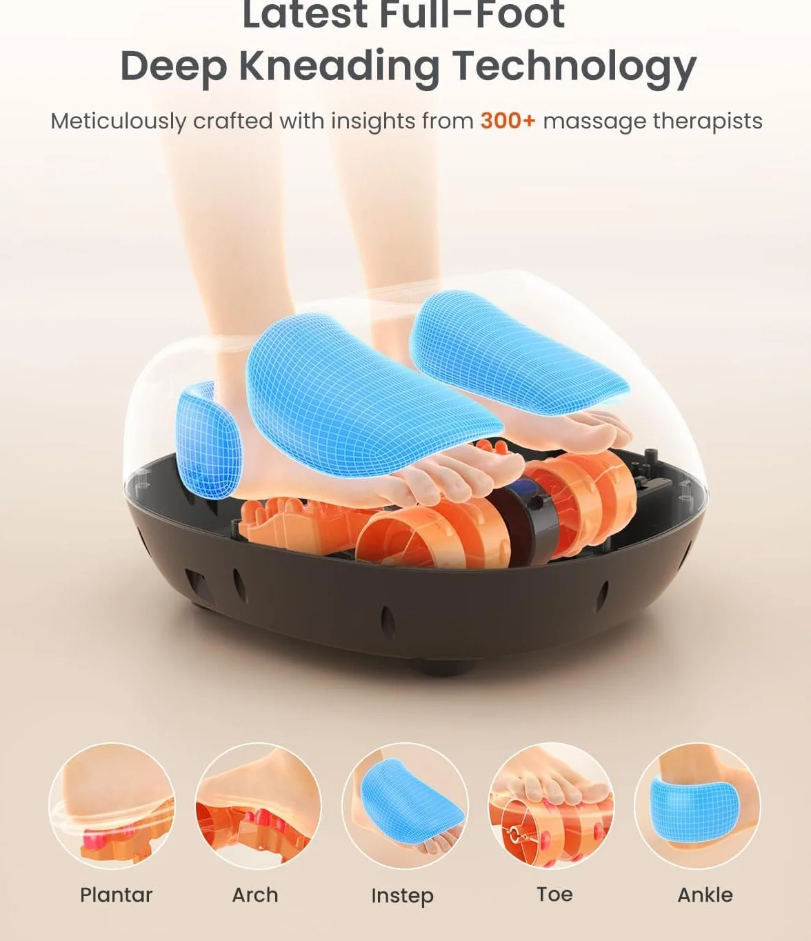 RENPHO Massage Pieds Appareil de Massage Pieds Masseur Pieds Shiatsu, Chauffant Infrarouge, Compression d'Air pour Relaxation des Pieds à la Maison ou Bureau