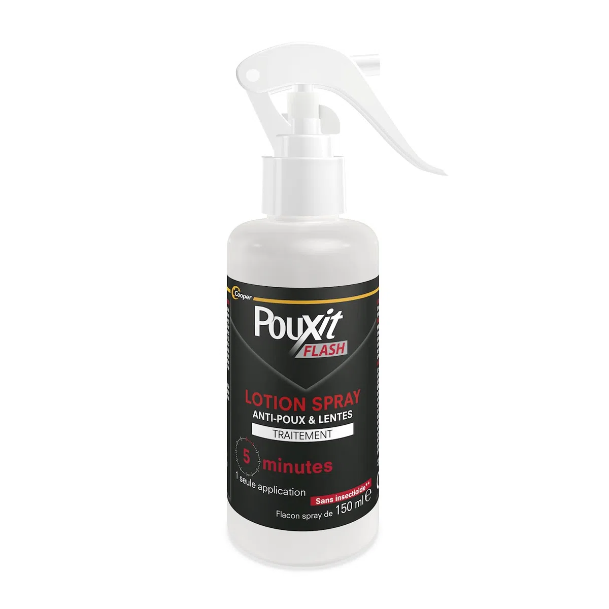 POUXIT - Flash - Lotion Spray Anti-poux et lentes - Agit en 1 Application de 5 Minutes Seulement - Traitement du Cuir chevelu - Lot de 2-2x150ml