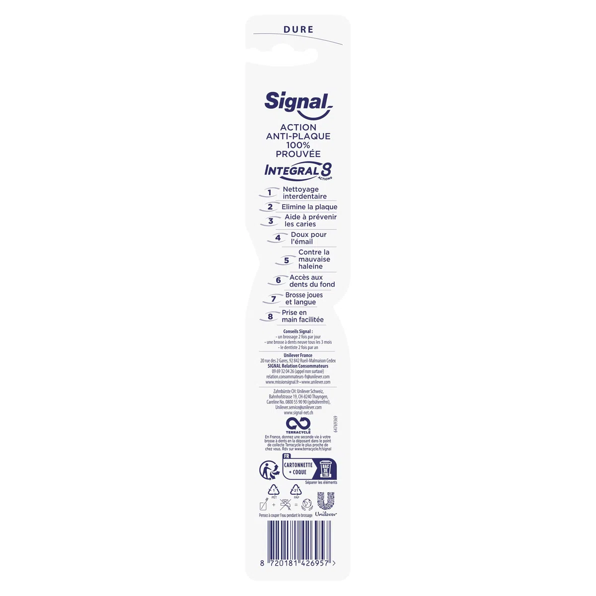 SIGNAL Brosse à Dents Integral 8 Soin Complet Action Anti-Plaque Dure Lot de 12