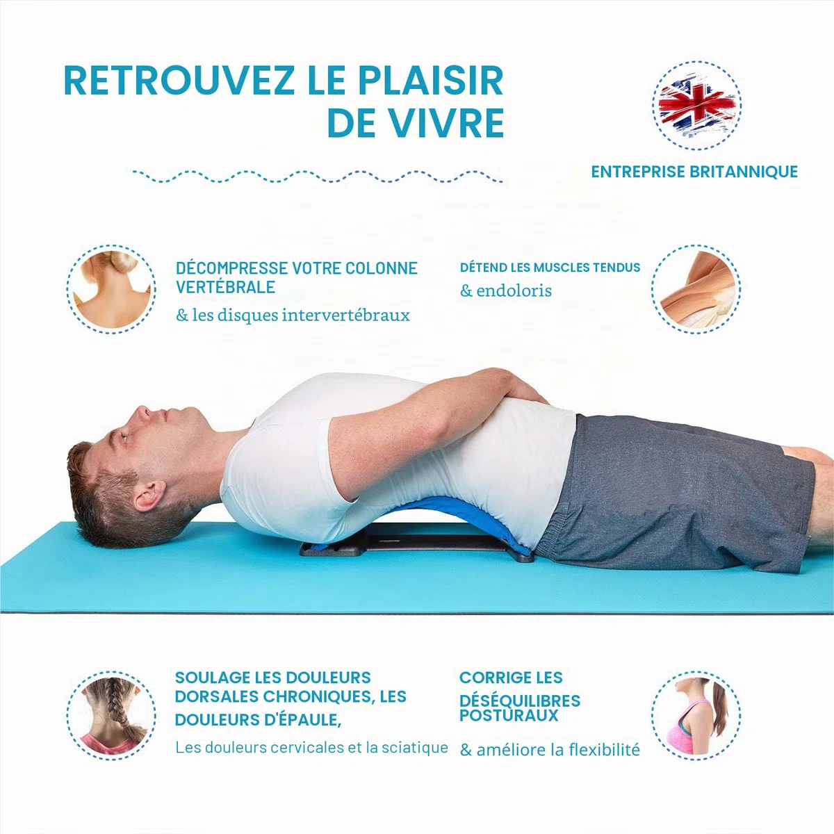 Ecarteur Arriere et Correcteur de Posture Etirement Lombaire,Masseurs pour Le Dos