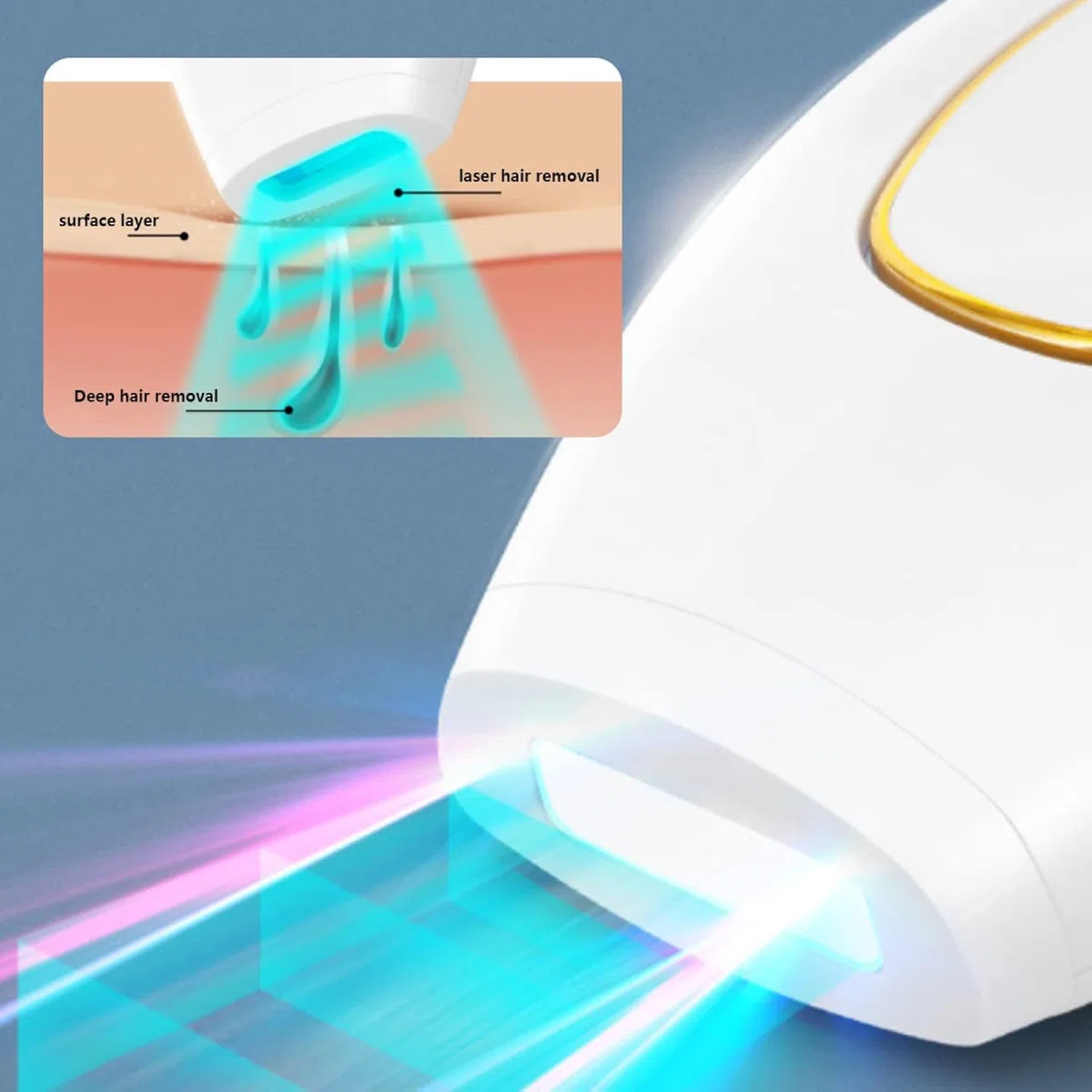 Épilateur Laser Portable 5 Minutes pour Femmes Hommes Toutes Parties du Corps Blanc