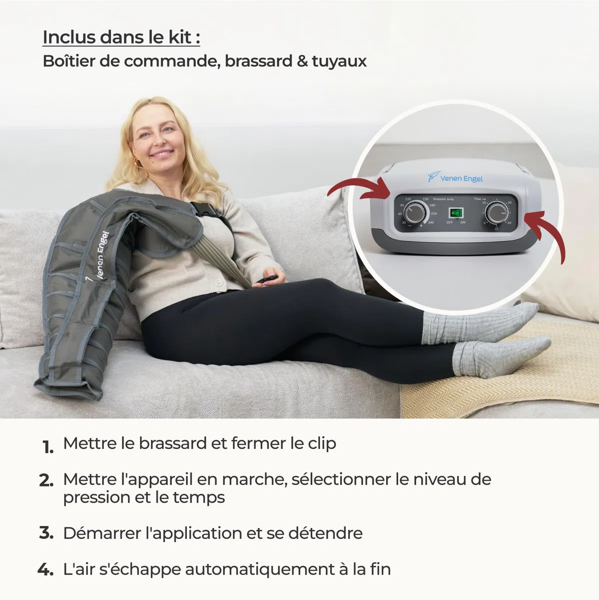 Venen Engel 4 basiques avec flux lymphatique pour le bras droit | Massage par ondes de pression
