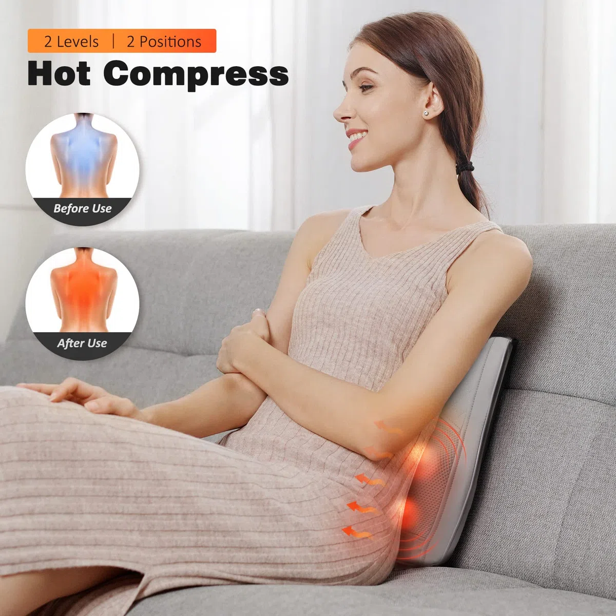OMASSA Masseur Cervical avec Coussin Chauffant, Massage Dos et Cou, Soulage Douleurs Musculaires Cou, Épaules, Dos, Jambes et Pieds, Idéal Cadeaux pour Homme/Meres/Pere/Grand Mere