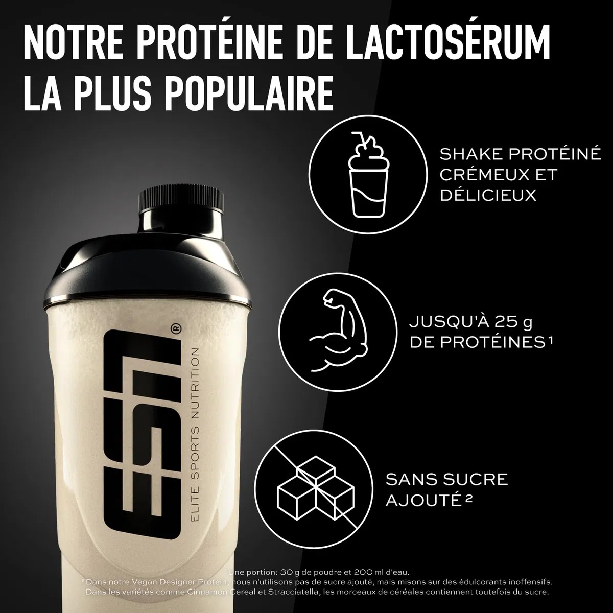 ESN Designer Whey Poudre de protéine, Vanille, 1 kg, jusqu'à 23 g de protéines par portion, idéale pour la construction et le maintien musculaire - fabriquée en Allemagne
