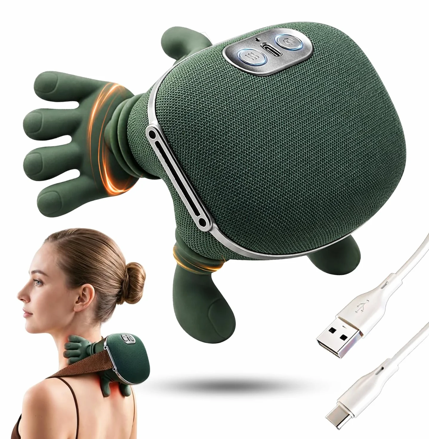BeFit24 Masseur Cervical 4D avec Chaleur Sans Fil Massage Cou Épaules Dos Soulagement Douleurs Tensions
