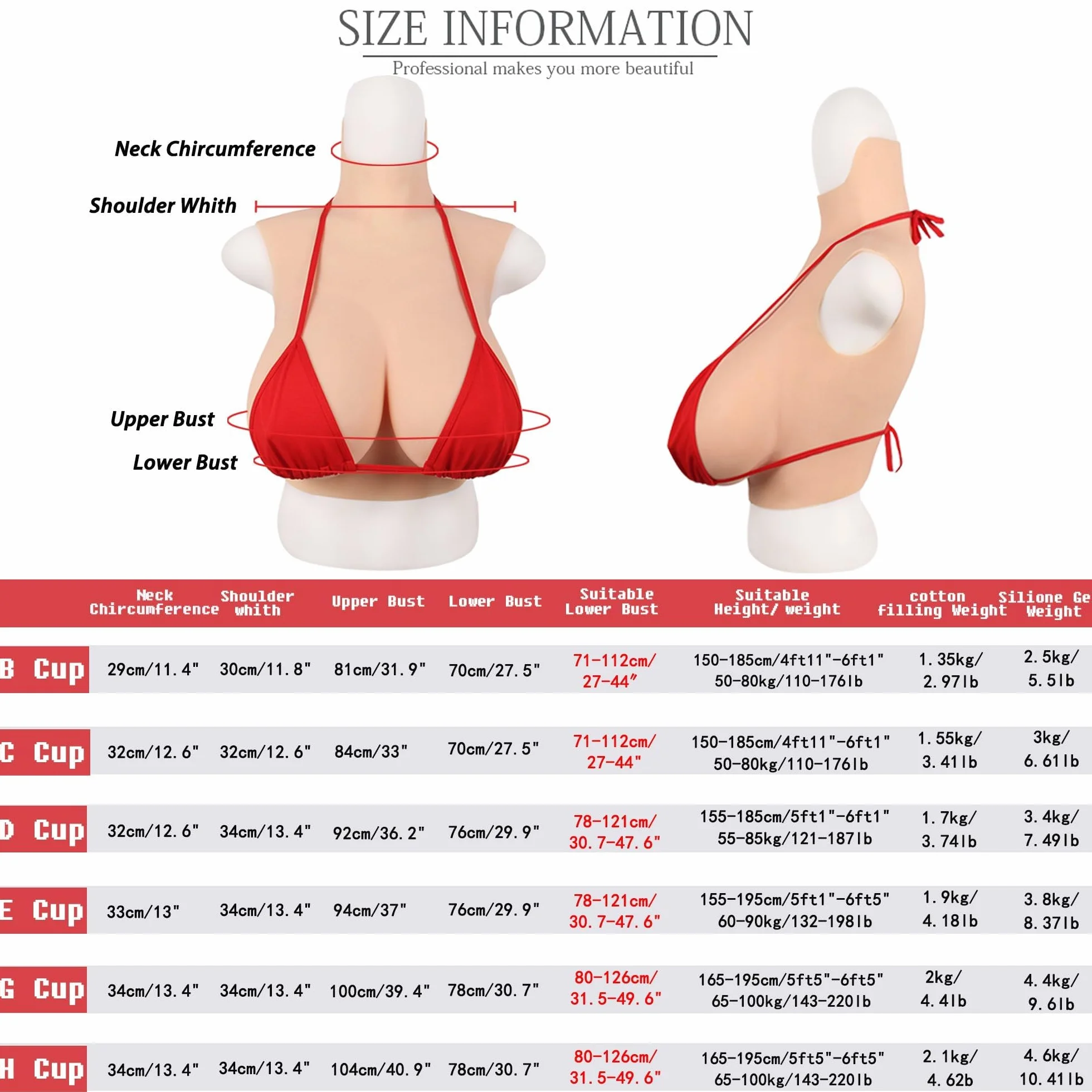 Prothèse Mammaire, Sein de Silicone Prothèse Faux Seins Formes en Silicone Artificielle Poitrine Forme B-I Cup, Plaques de Poitrine en Silicone pour Mastectomie Transgenre Drag Queen Cosplay