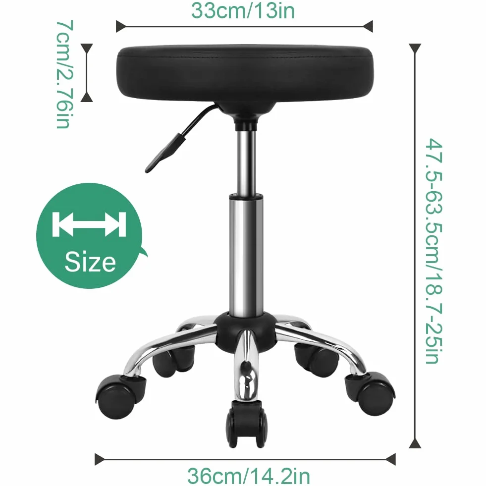 FURWOO Tabouret à roulettes polyvalent avec roulettes pour spa - Tabouret à dessin réglable (noir)