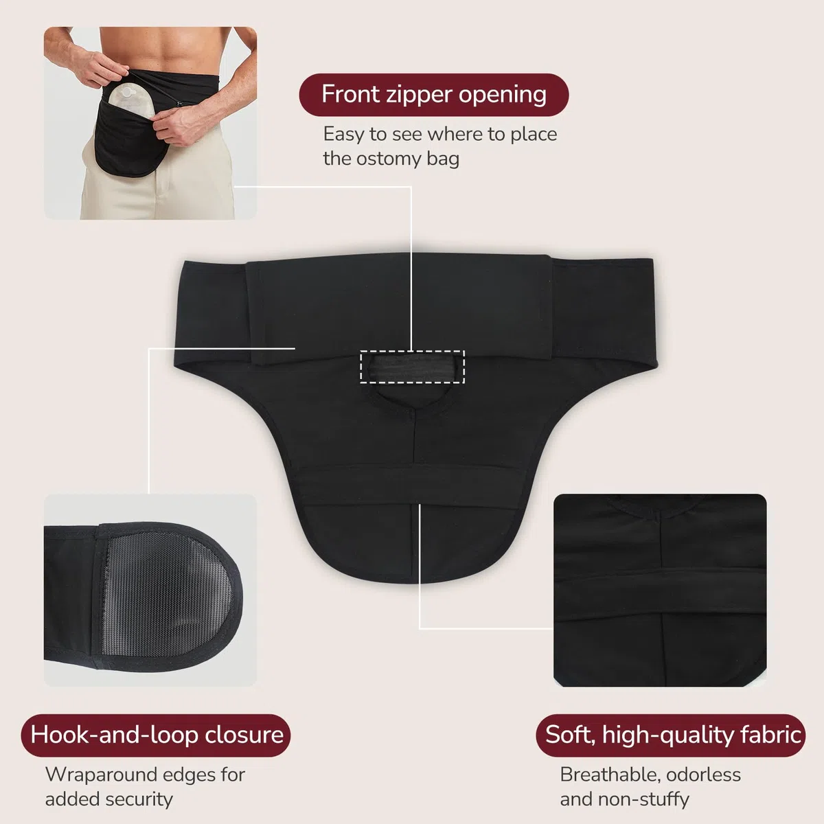 DERAYMI Ceinture de stomie invisible pour colostomie & ileostomie, soutien homme femme nageant en plein air XL