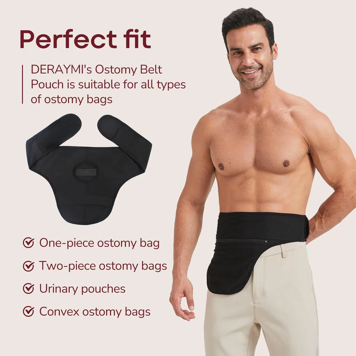 DERAYMI Ceinture de stomie invisible pour colostomie & ileostomie, soutien homme femme nageant en plein air XL
