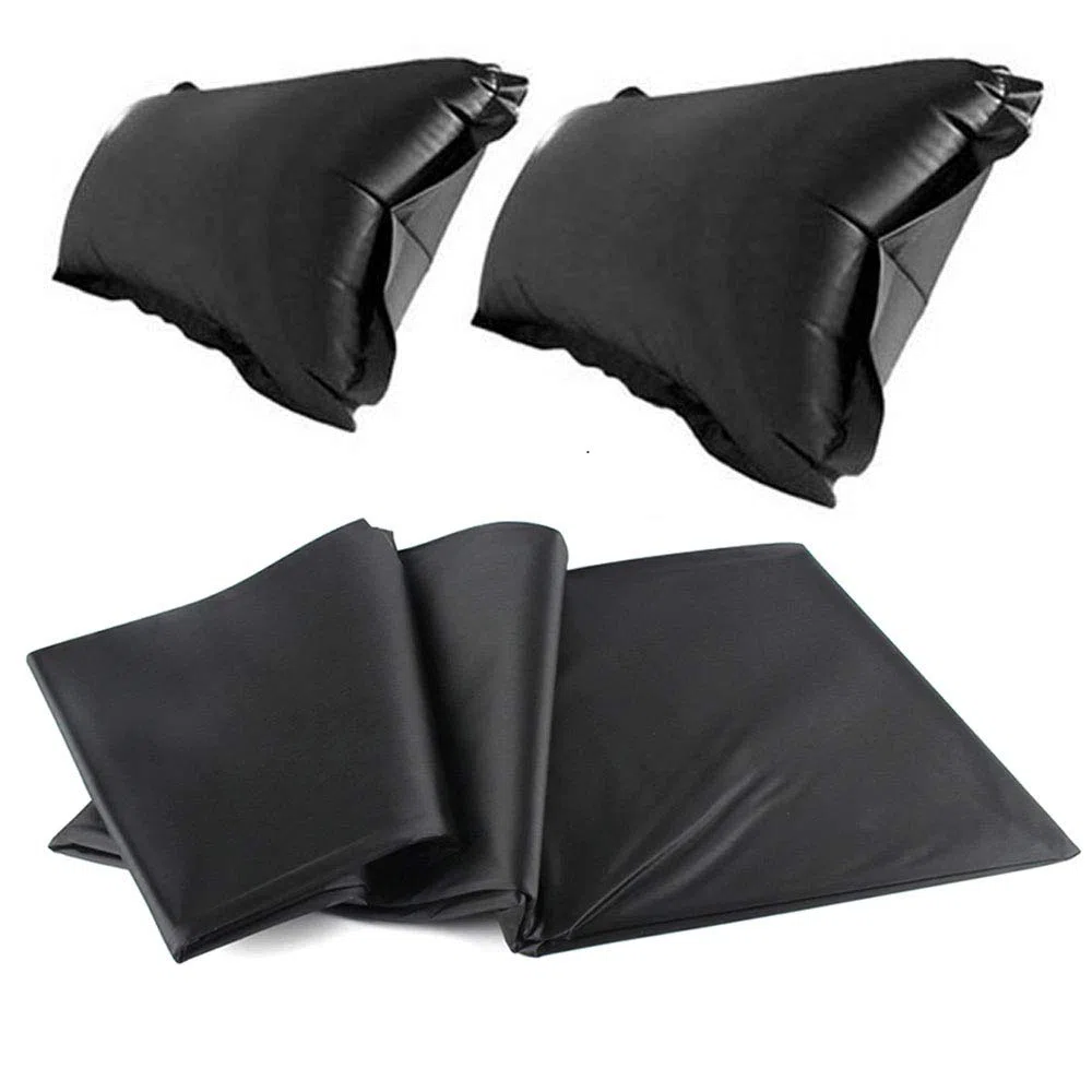 Drap imperméable en PVC noir 220x200cm avec meubles de jeu d'oreillers gonflables fixes