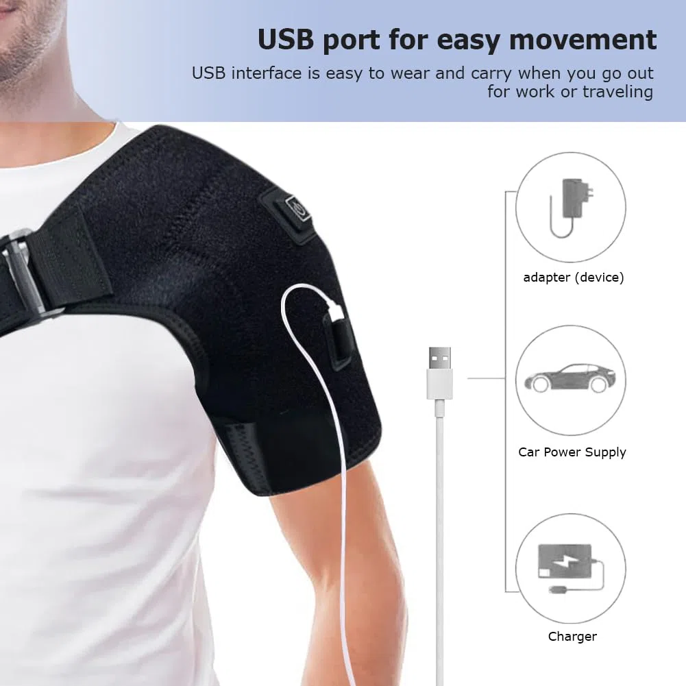 Homme Femme Épaulière Chauffante Épaule Coussin Chauffant Support d'épaule Thermique Soutien d'Épaule Électrique Bandage de Soutien Épaule à Bandage pour Épaule Tendinite Physiothérapie