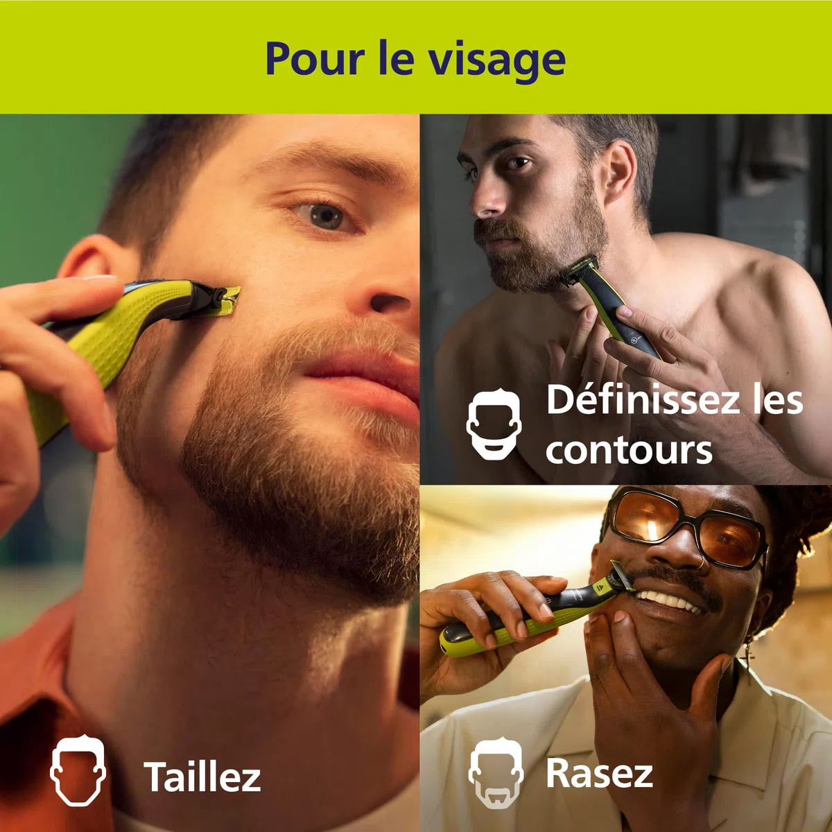 Philips OneBlade 360 Authentique Tondeuse et rasoir à barbe électrique, 2x 360 lames, 3x peignes à barbe (1,3,5mm), QP2724/31