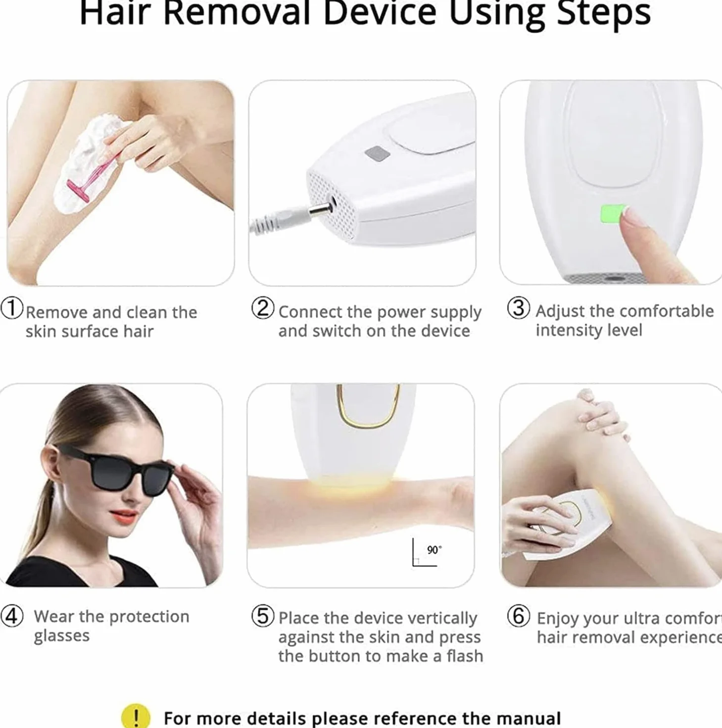 5minskin Combiné d'épilation laser à domicile, appareil d'épilation légère pour femmes et hommes (Noir)