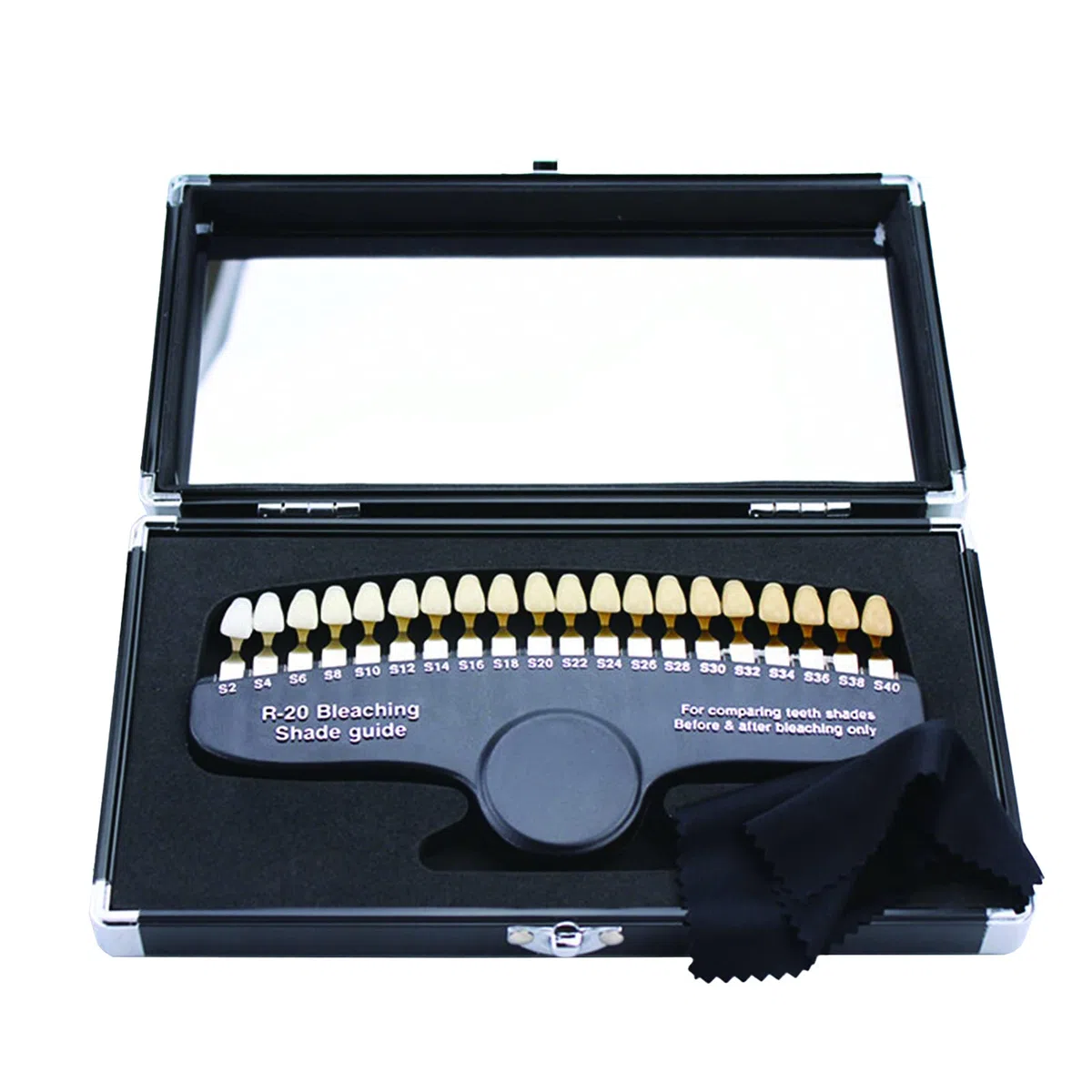 Comparateur de Couleur Dentaire Guide d'Ombre 20 Couleurs Kit Blanchiment Dents 3D avec Miroir