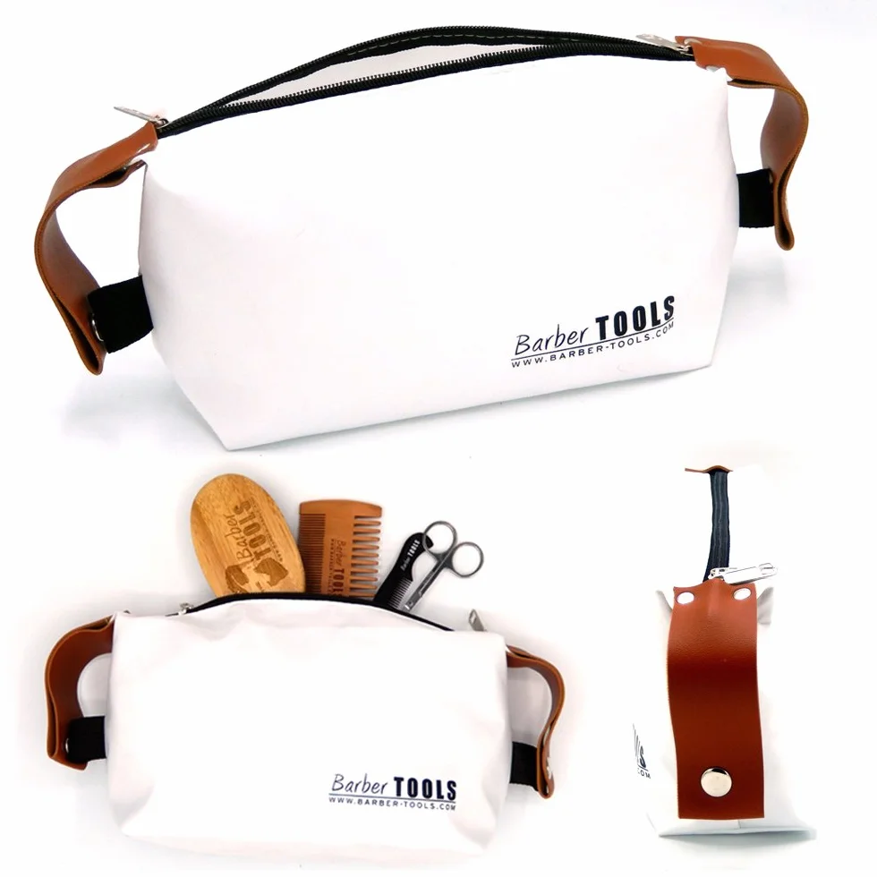 Kit de Rasage BARBER TOOLS Rasoir de Sécurité avec 40 Lames, Blaireau, Savon 150ml, Baume 30ml, Pierre d'Alun et Sac