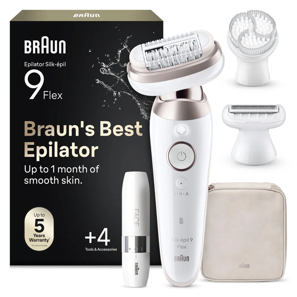 Braun Epilateur Electrique Femme Silk Epil 9 Flex 9-360 3D, Blanc et Rose