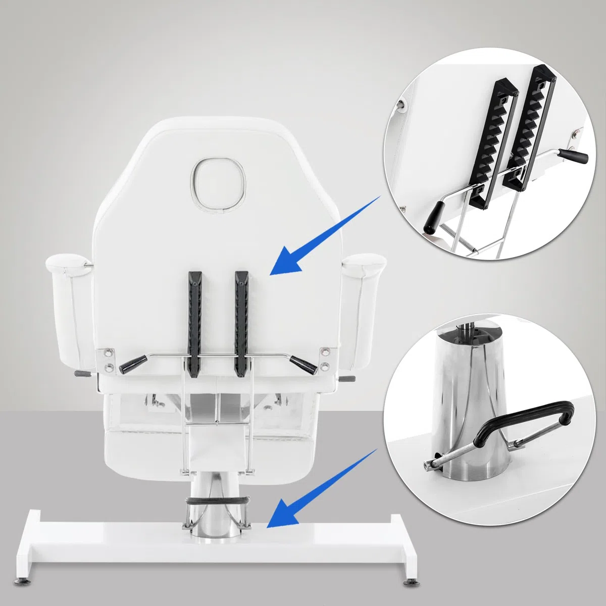 CLP Fauteuil De Massage Hydraulique Split V2 en Similicuir I Hauteur Réglable en Continue Accoudoirs Réglables Chaise Cosmétique Multifonction, Couleur:Blanc