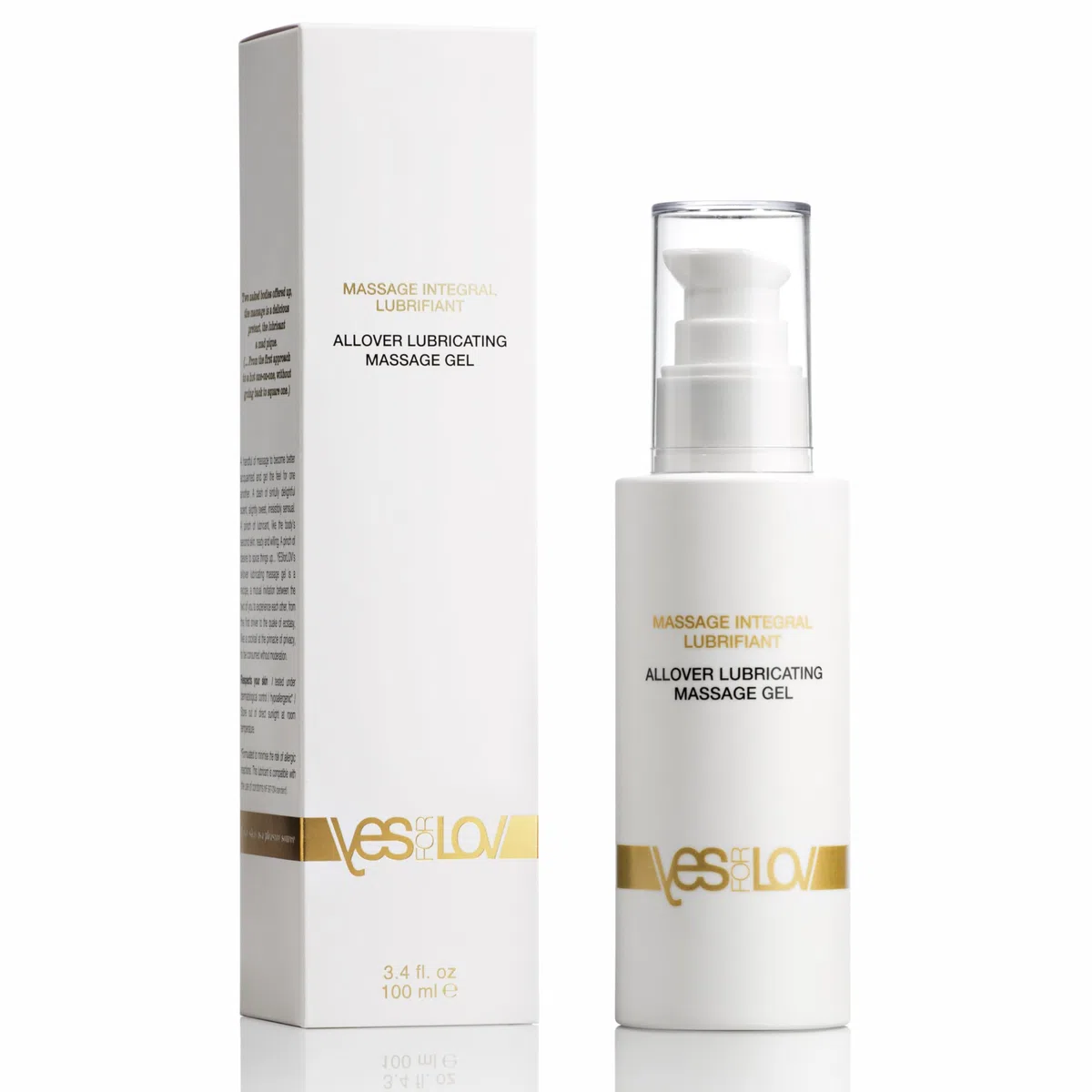 YESforLOV Gel Massage Lubrifiant Intime 2-en-1 - Parfumé au Monoï - Texture Douce Non Collante, Huile Massage Intégral Pour le Corps et Zones Intimes -100ml