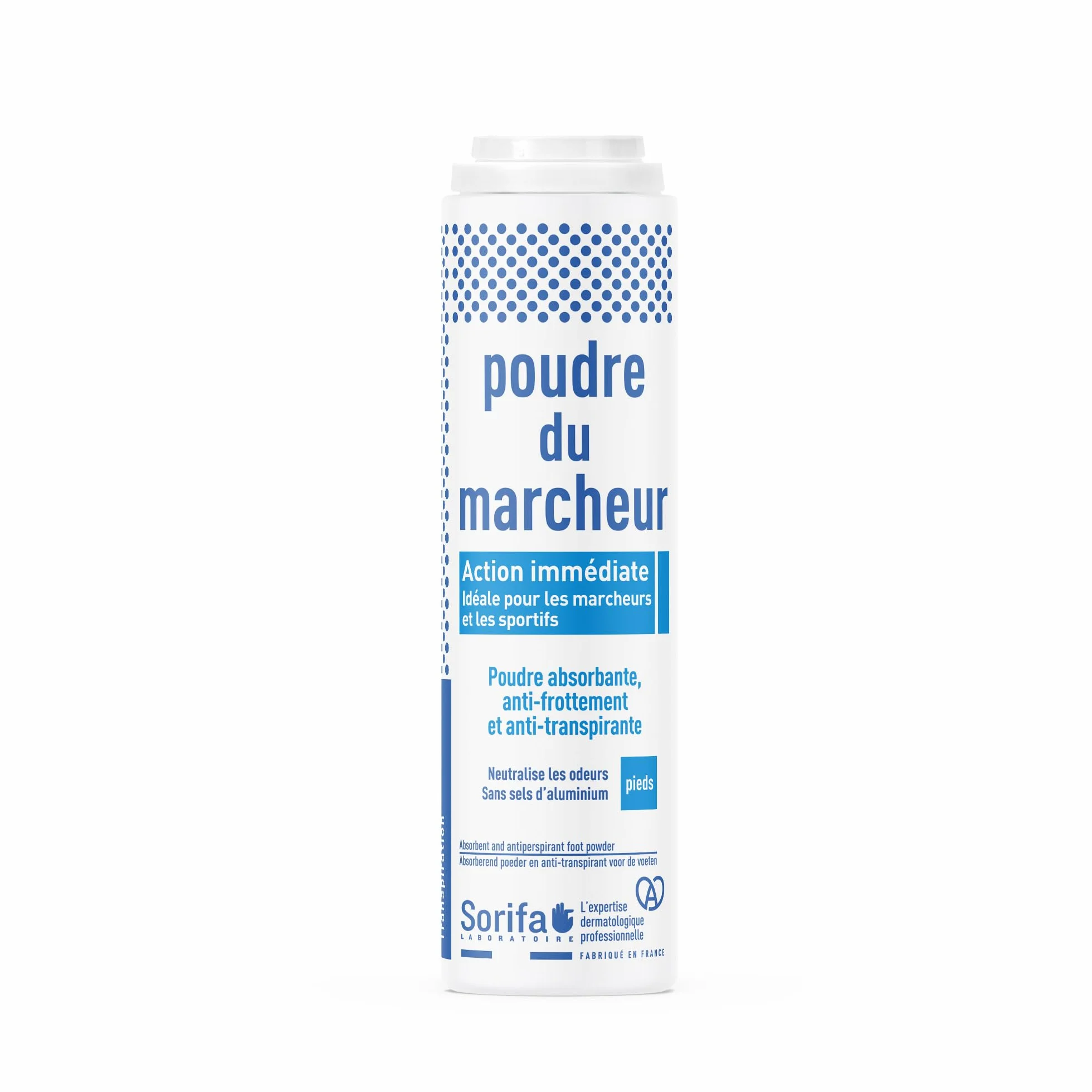 Lot de 3 - Poudre du Marcheur - Anti-transpirante - Absorbante - Pieds – Réduit la transpiration - Elimine odeurs et mycoses - Sans sels d’aluminium - Fabriqué en France - Poudreuse 100 gr