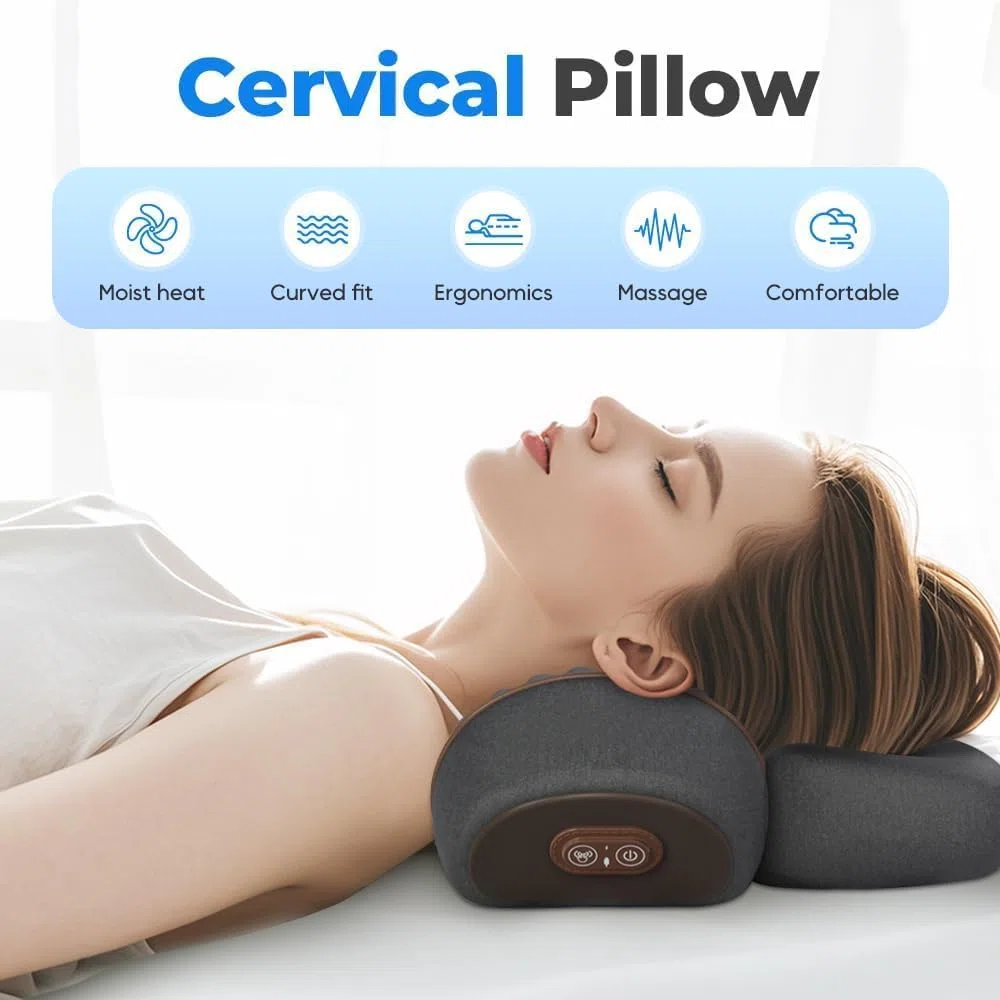 Spinea CerviCalm Oreiller Massant Cervical Chauffant 3-en-1 Masseur Cervical avec Chauffage Intensité Réglable Hellgrau
