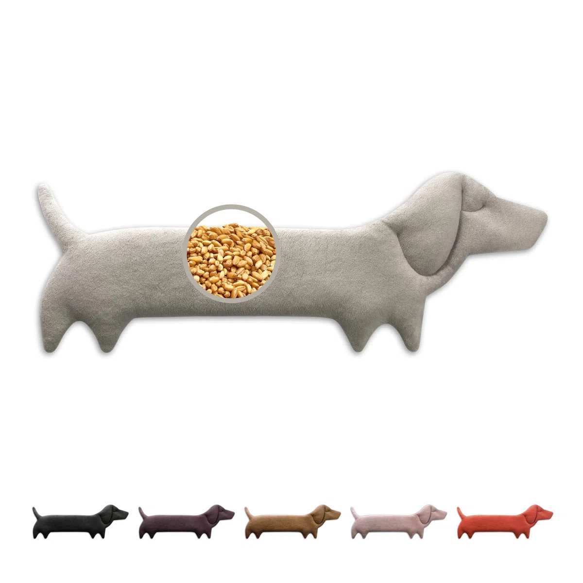 LESCHI Coussin chauffant micro ondes (52x20cm) en coton 100% bio, Chien gris, Bouillotte graines de blé 100% bio, Bouillotte micro-ondes idéale pour réchauffer cervicale, épaules, cou, nuque
