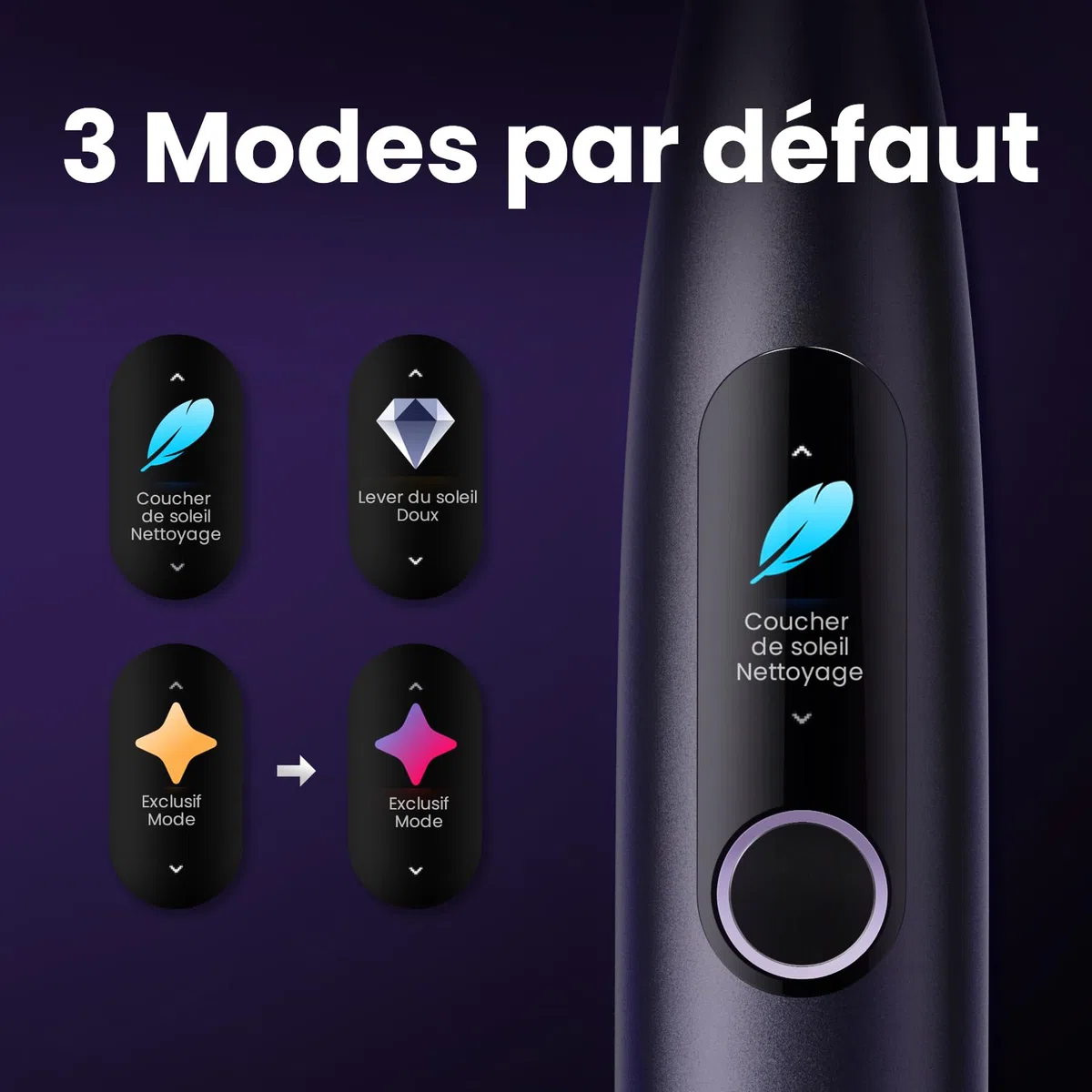 Oclean X Pro Set Brosse à dents électrique, 6 Brosettes et Étui de voyage, 3 Modes et Écran tactile intelligente, Suivi en temps réel, Autonomie 30 jours, Minuteur & Rappel, Set Violet