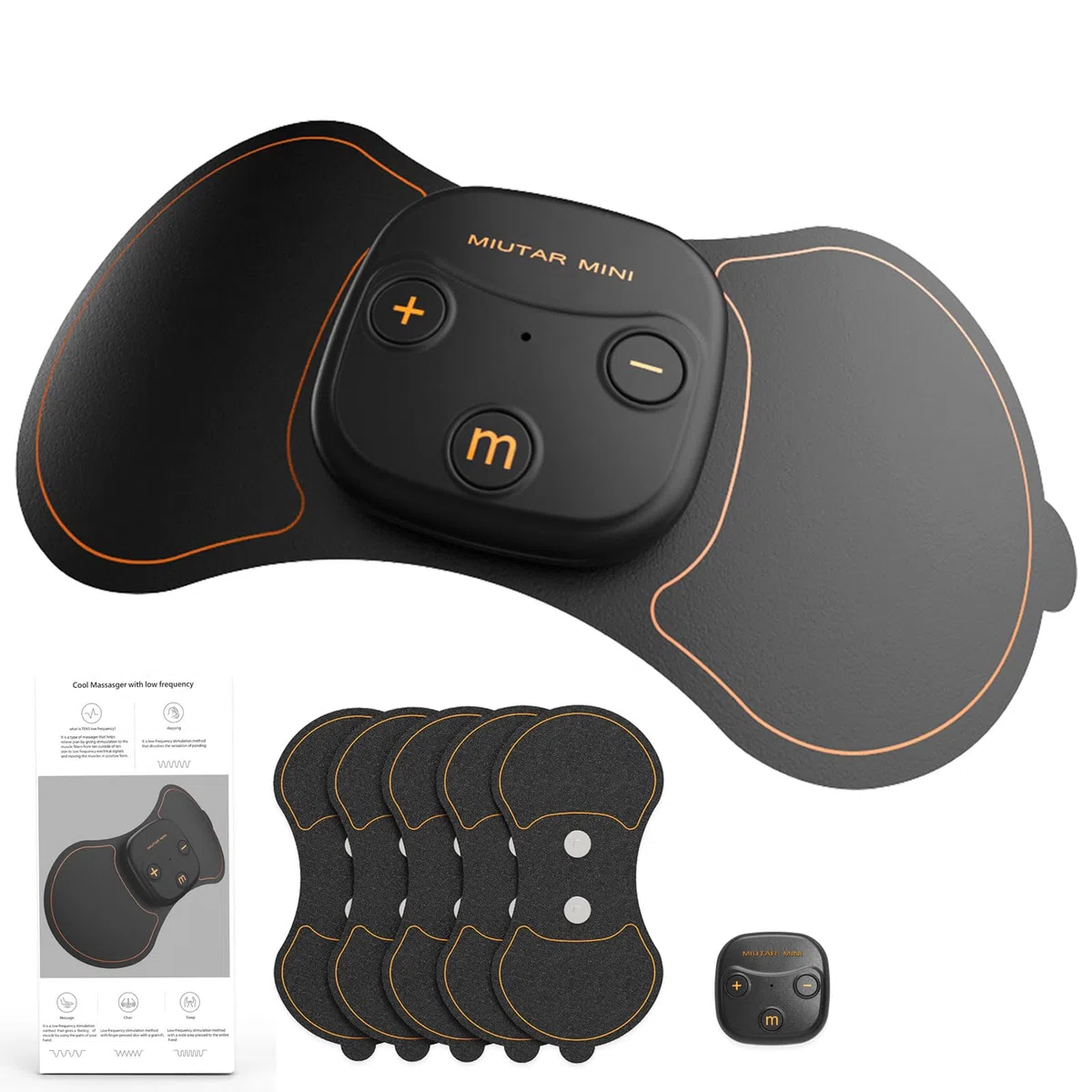 Electrostimulateur musculaire,TENS sans fil – USB-C rechargeable, 5 électrodes en gel + pochette – Soulagement naturel des douleurs dos, cou, épaules, bras, jambes