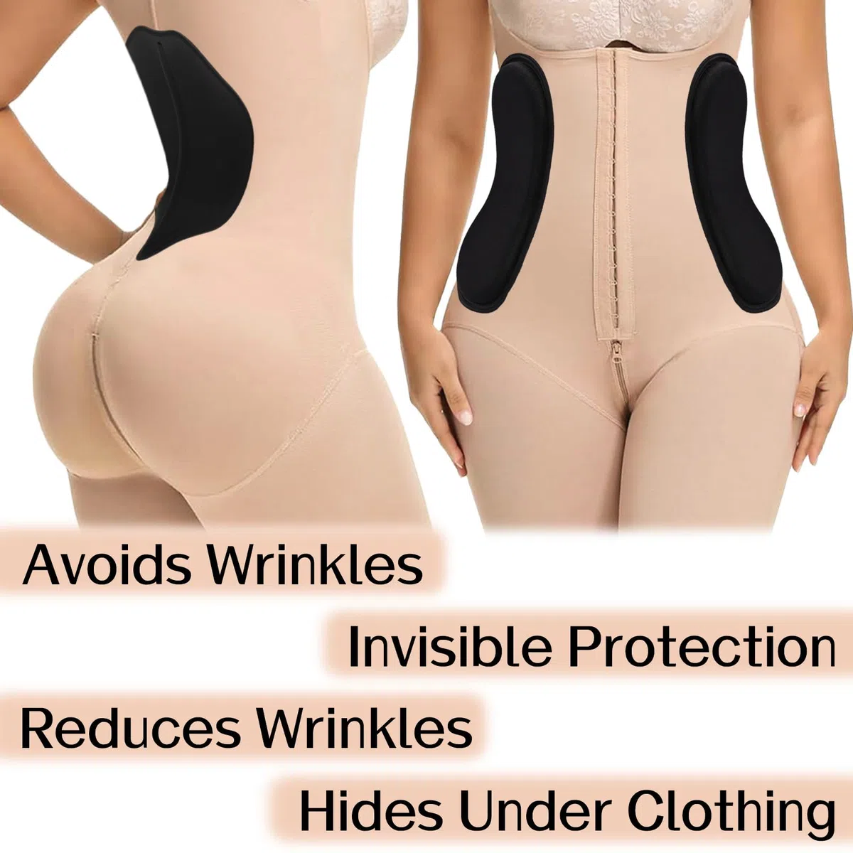 Ensemble de Planches de Compression Abdominale Latérale, Protections Latérales Mousse Lipo avec Planche Plate et Panneau Lombaire Noir