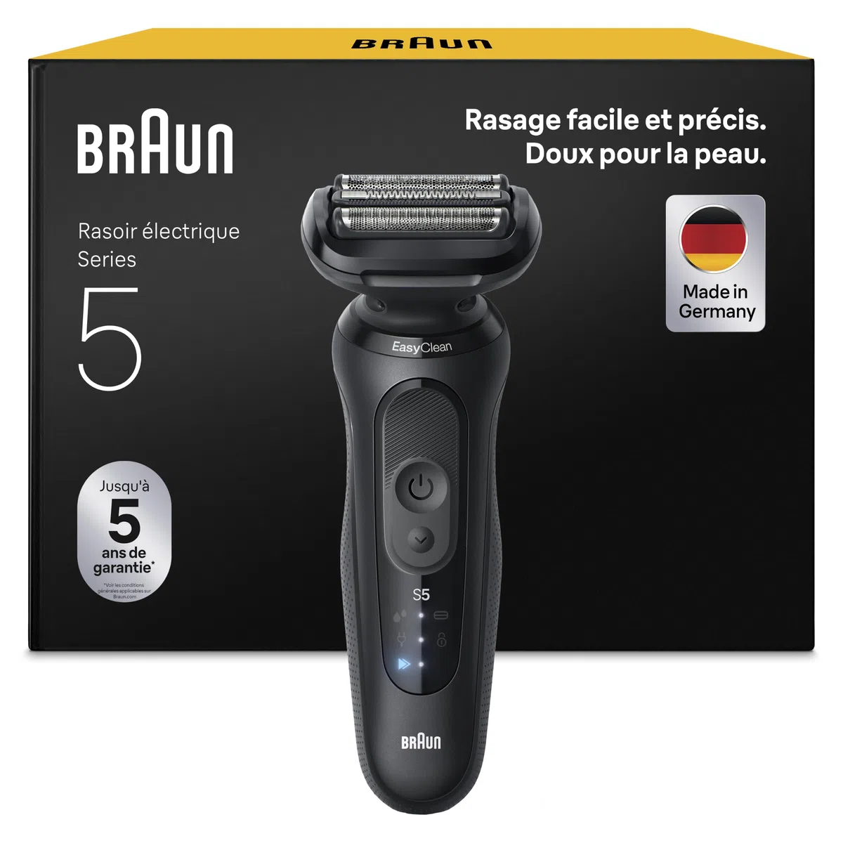 Braun Series 5 52-N1000SI Rasoir Électrique Homme Noir – Etanche, Rechargeable, 2 Modes, Lames Flexibles, Sans Fil
