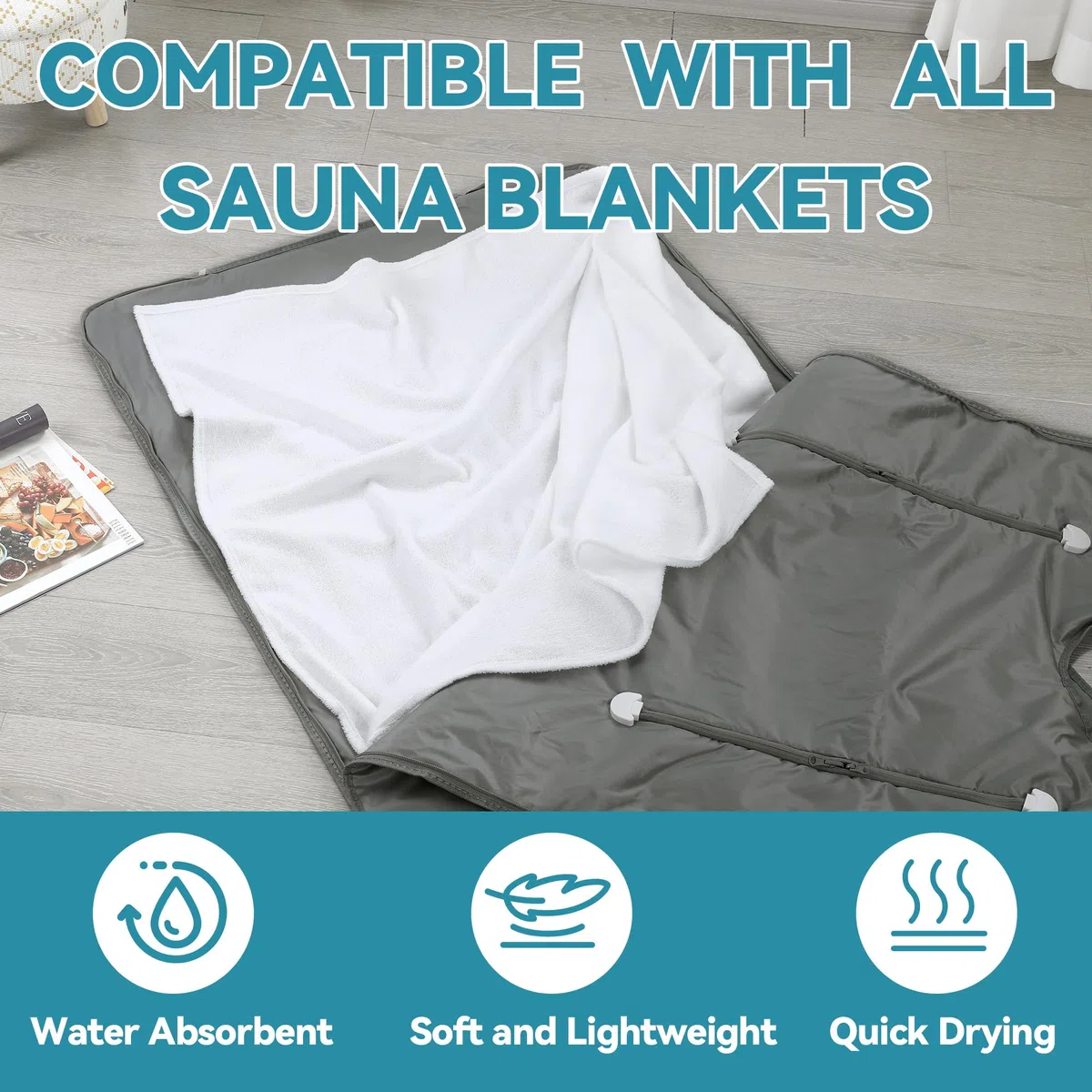 BALAPET Lot de 2 Serviettes de Sauna 100% Coton Douces et absorbantes pour couvertures de Sauna infrarouges, réutilisables et lavables en Machine (Blanc)