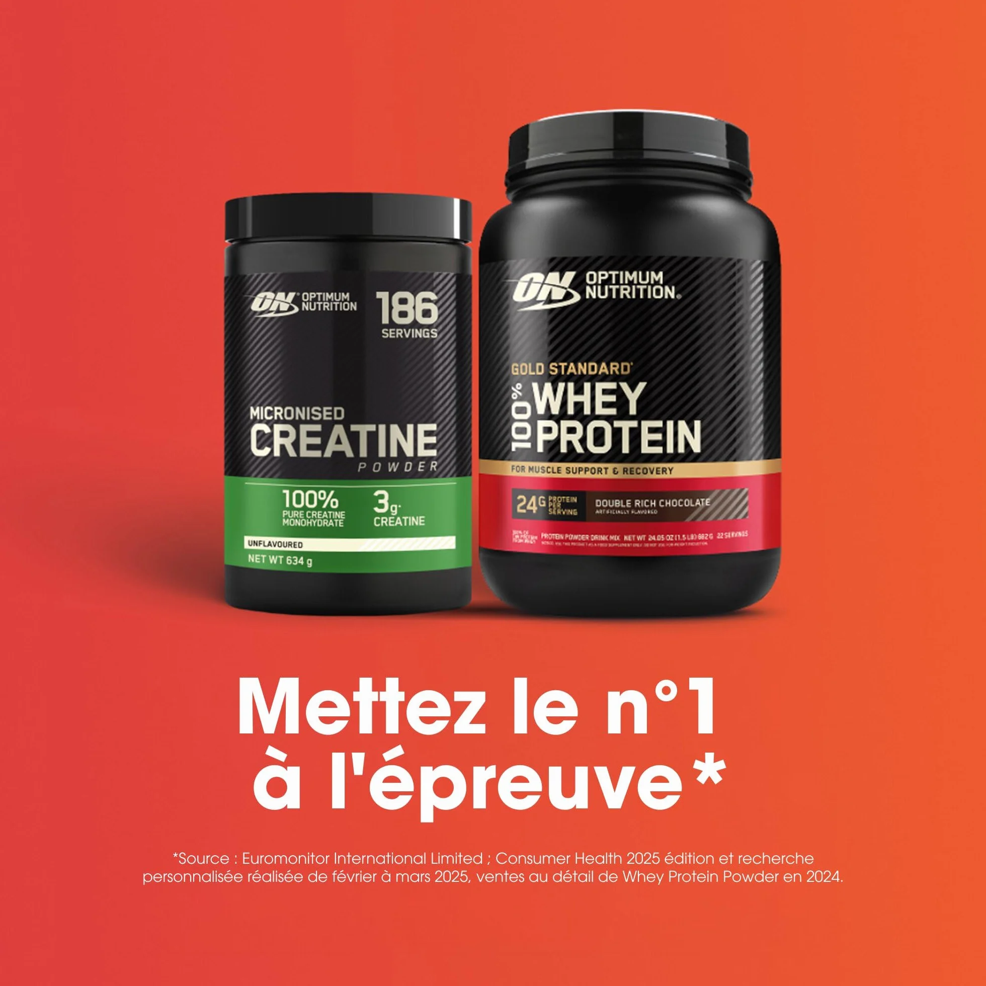 Optimum Nutrition Créatine Micronisée en Poudre, Sans Arôme, 634g, 186 Doses