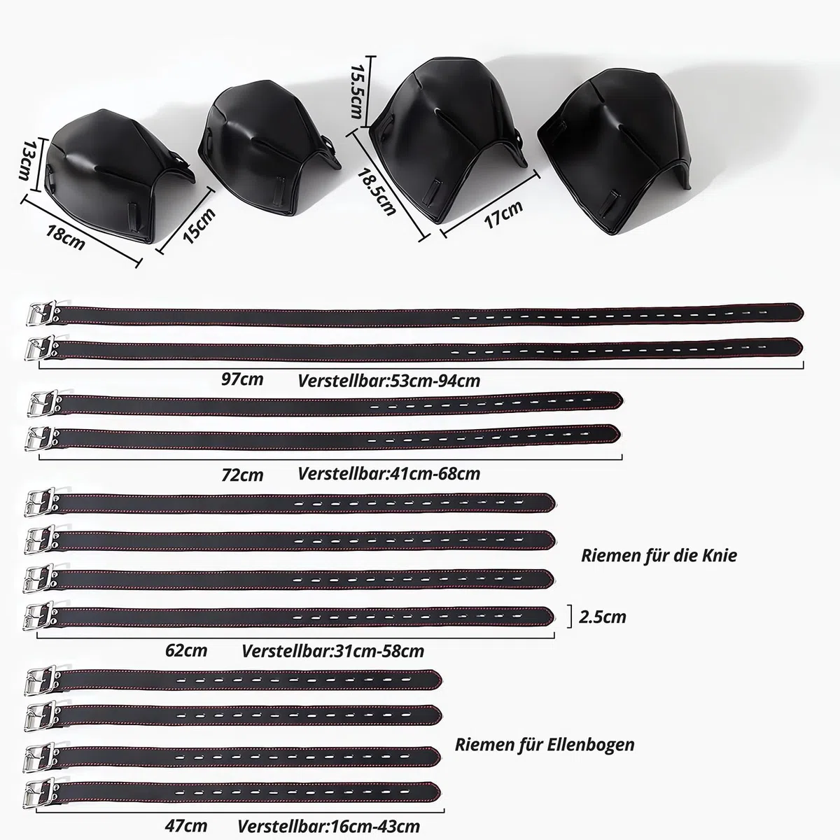 SXOVO Kit BDSM Retenue et Bondage - Kits de Bondage pour Ramper pour Esclave Cosplay, BDSMS Set Accessoires Hard avec Genouillères + Coudières + Harnais BDSM pour Mains et Pieds, Sex Toýs Couple