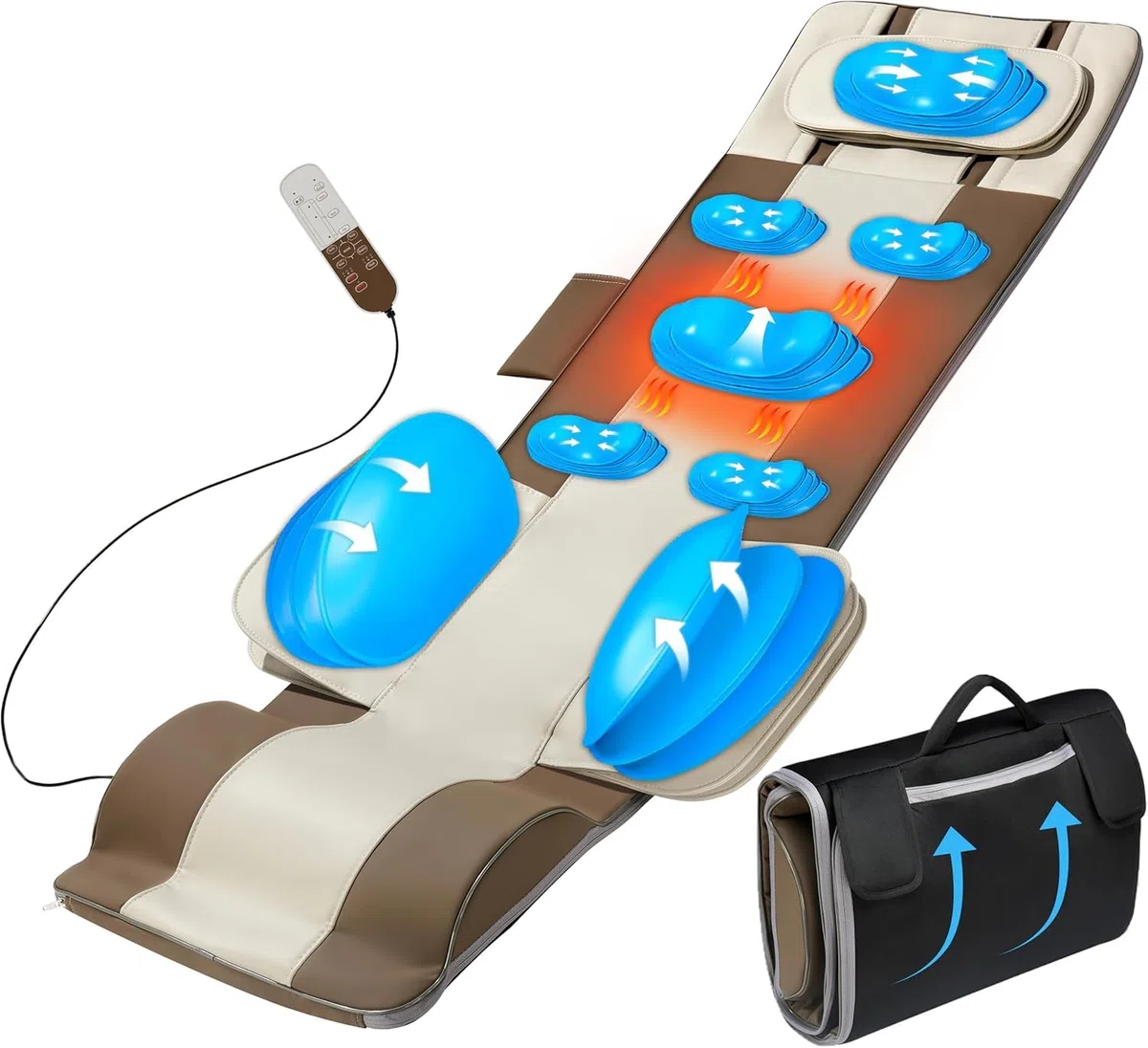 Tapis de massage corps entier 3D étirement lombaire chauffage dos 4 modes 3 intensités