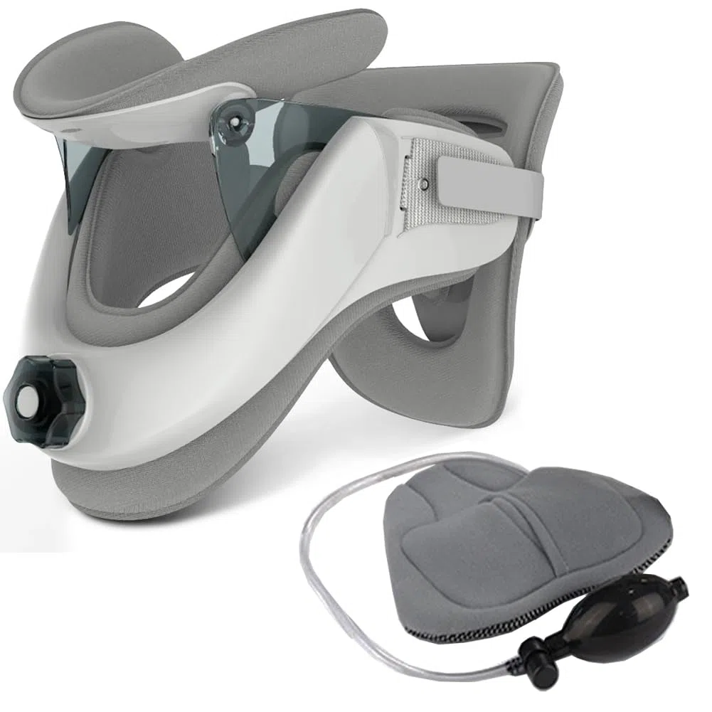 Minerve Cervicale Femme et Homme,Traction Cervicale,Collier Cervical avec Airbag,Coussin De Traction Cervicale,Taille Ajustable,Soutien Cervical Qui DéComprime Le Cou et Soulage La Tension Cervicale