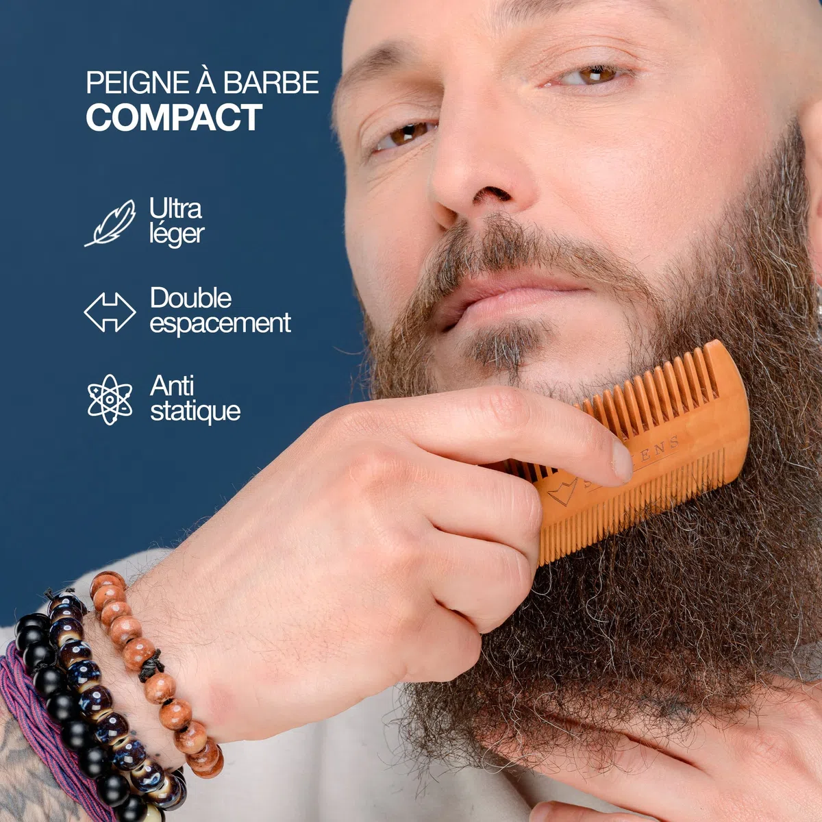 Sapiens Kit Soin Barbe Homme Coffret Huile Barbe Baume Barbe BIO Fabriqués en France Brosse Peigne Pochette Cadeau