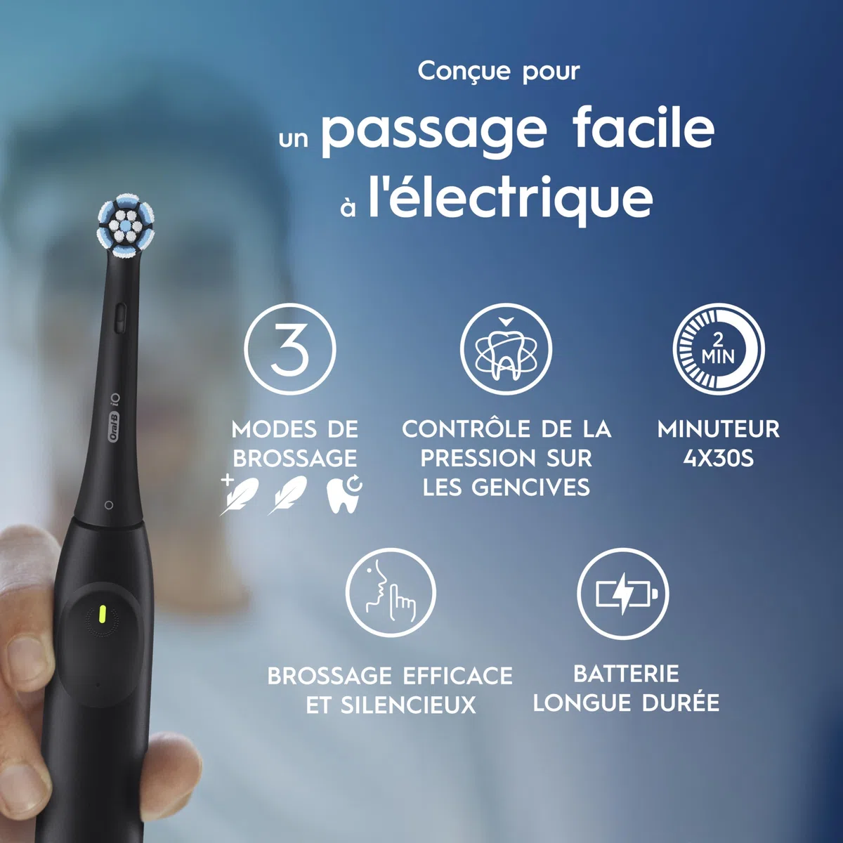 Oral-B iO 2 Duo Brosses A Dents Electriques Pour Adultes, Noire et Vert Forêt, 3 Modes De Nettoyage, Doux Pour Les Gencives, Brossage Souple, 2 Brossettes Oral B De Rechange, Chargeur Blanc