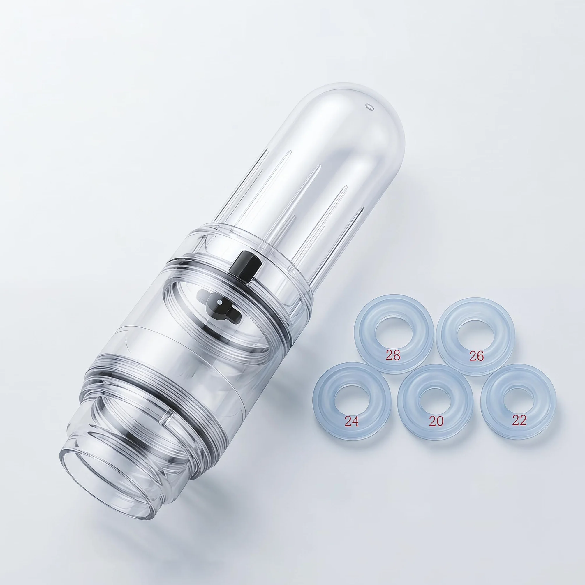 Pompe à Pénis Manuelle avec 5 Anneaux en Silicone – Vakuumpumpe pour Hommes, Stimulation de l’Érection et Allongement