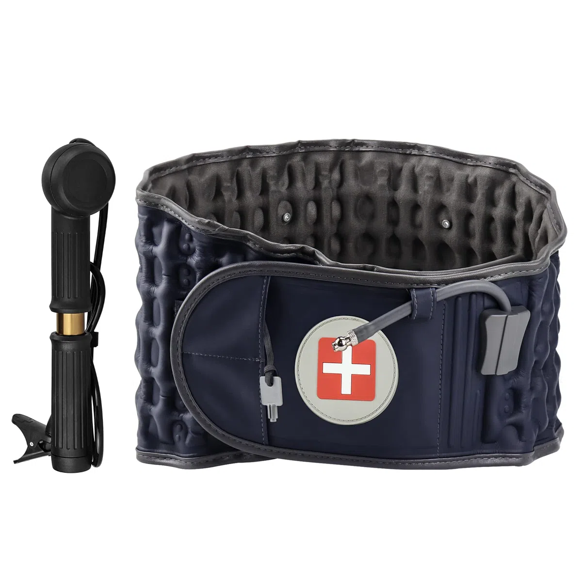 Ceinture lombaire gonflable de décompression pour le bas du dos pour soulager les douleurs lombaires – Dispositif de traction lombaire avec pompe à main, taille unique pour tour de 29-49